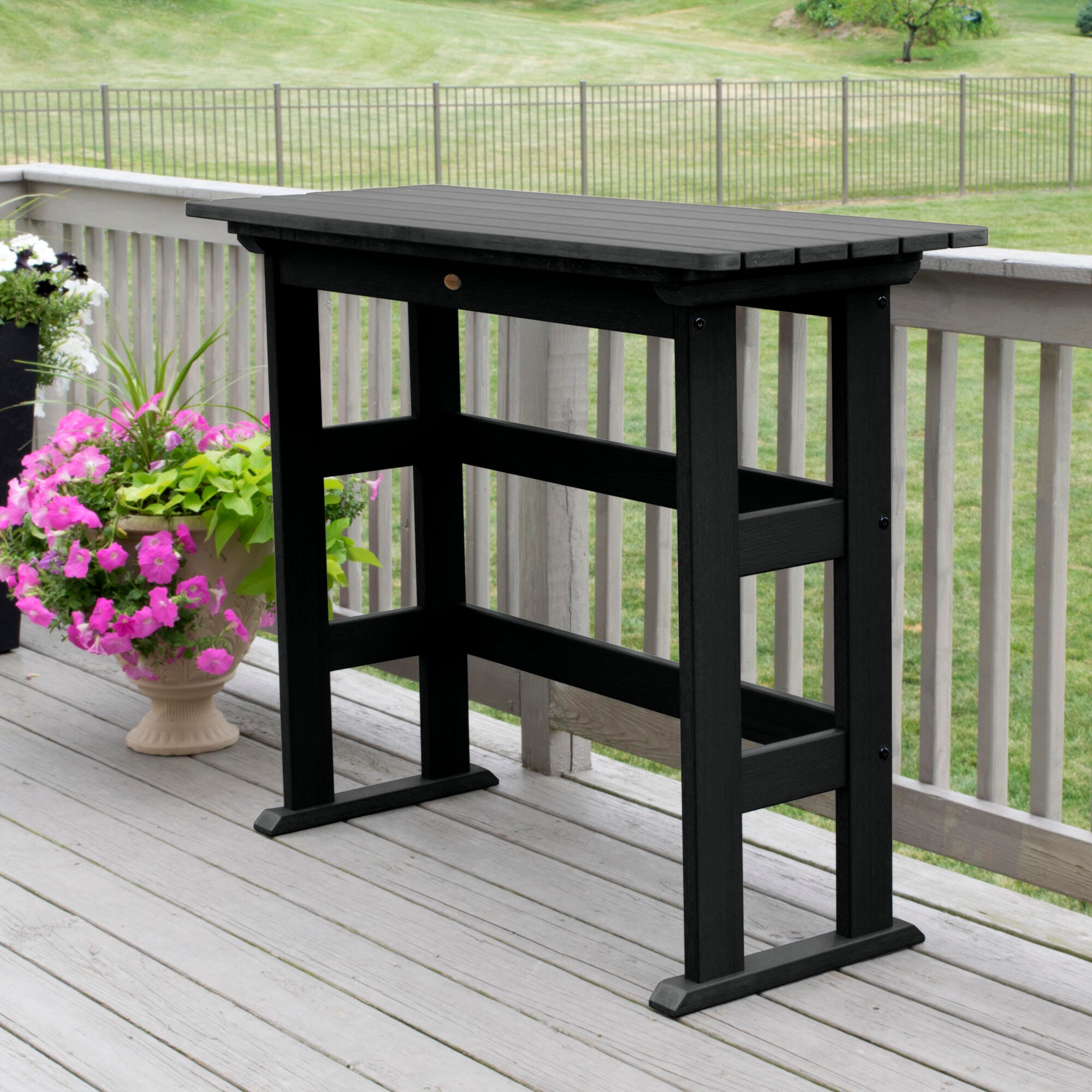 Highwood USA Lehigh Bar Height Balcony Table, Black, large