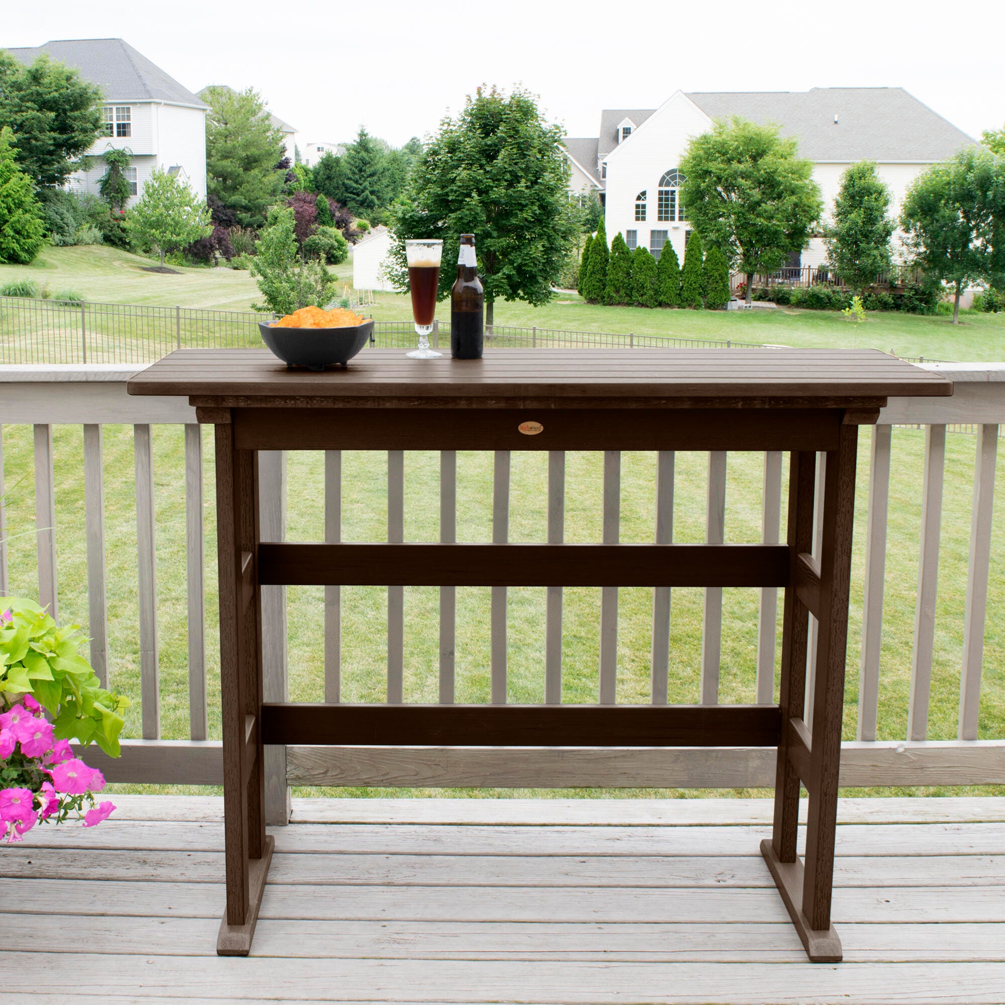 Highwood USA Lehigh Bar Height Balcony Table, Weathered Acorn, large