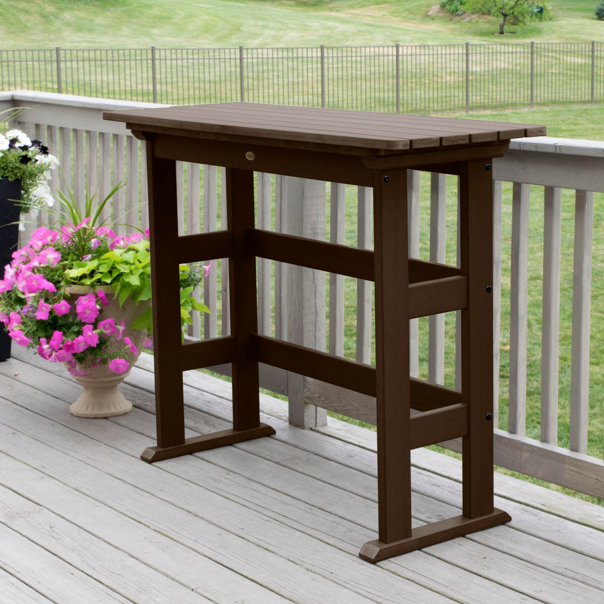 Highwood USA Lehigh Bar Height Balcony Table, Weathered Acorn, large