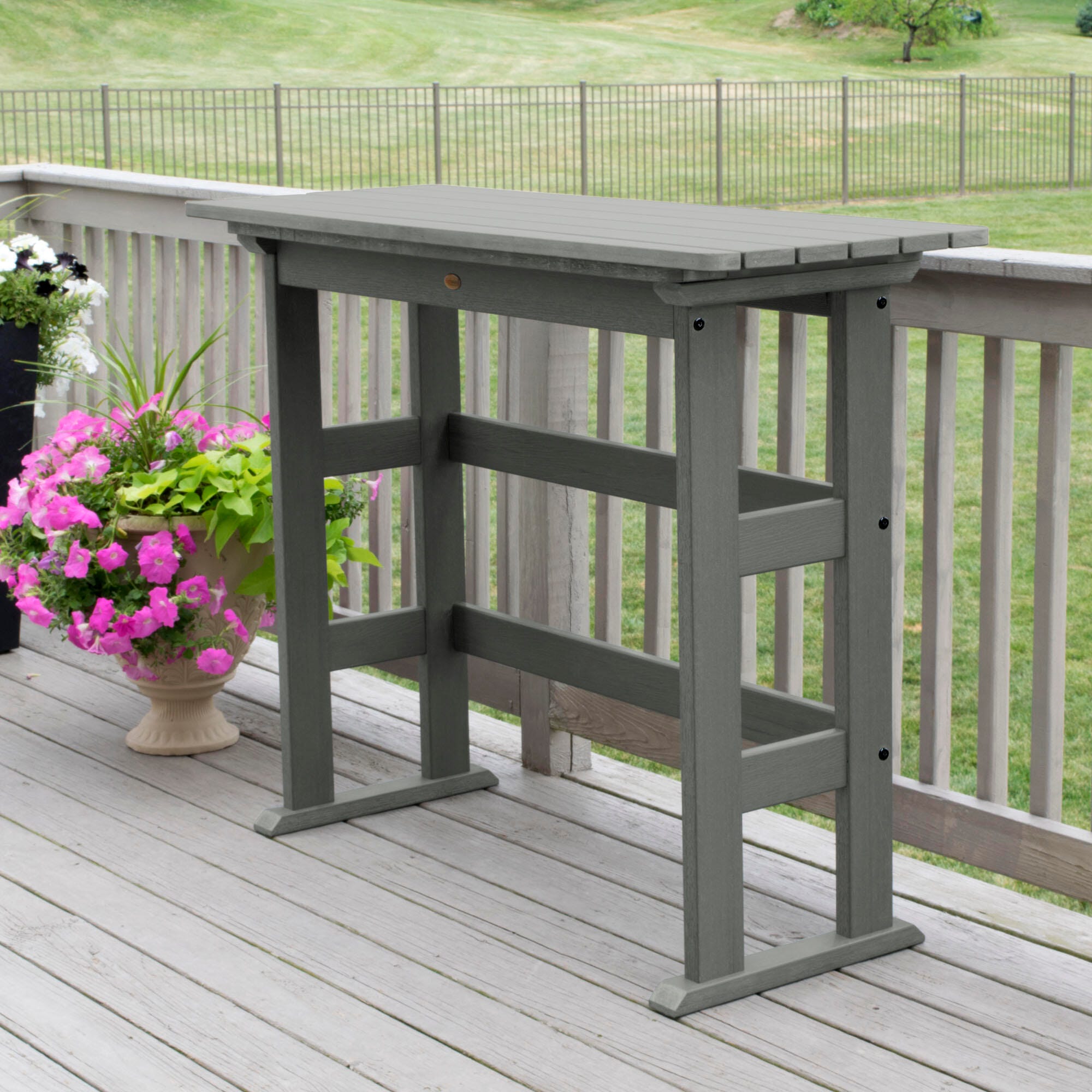 Highwood USA Lehigh Bar Height Balcony Table, Coastal Teak, large