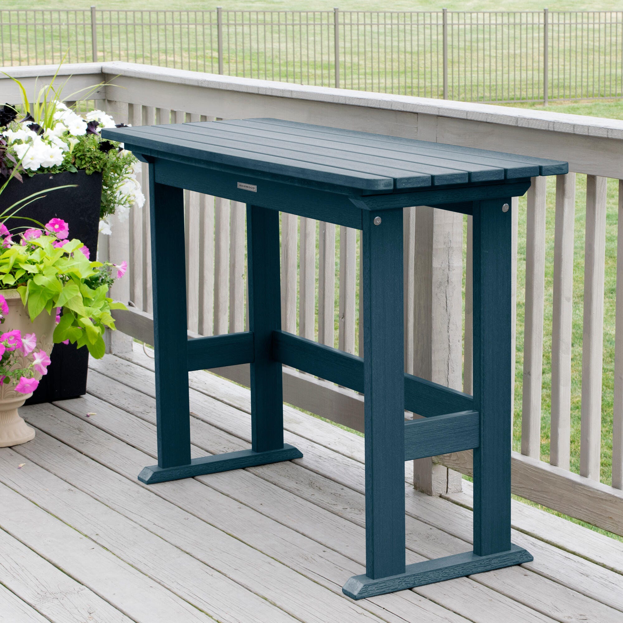 Highwood USA Lehigh Counter Height Balcony Table, Nantucket Blue, large