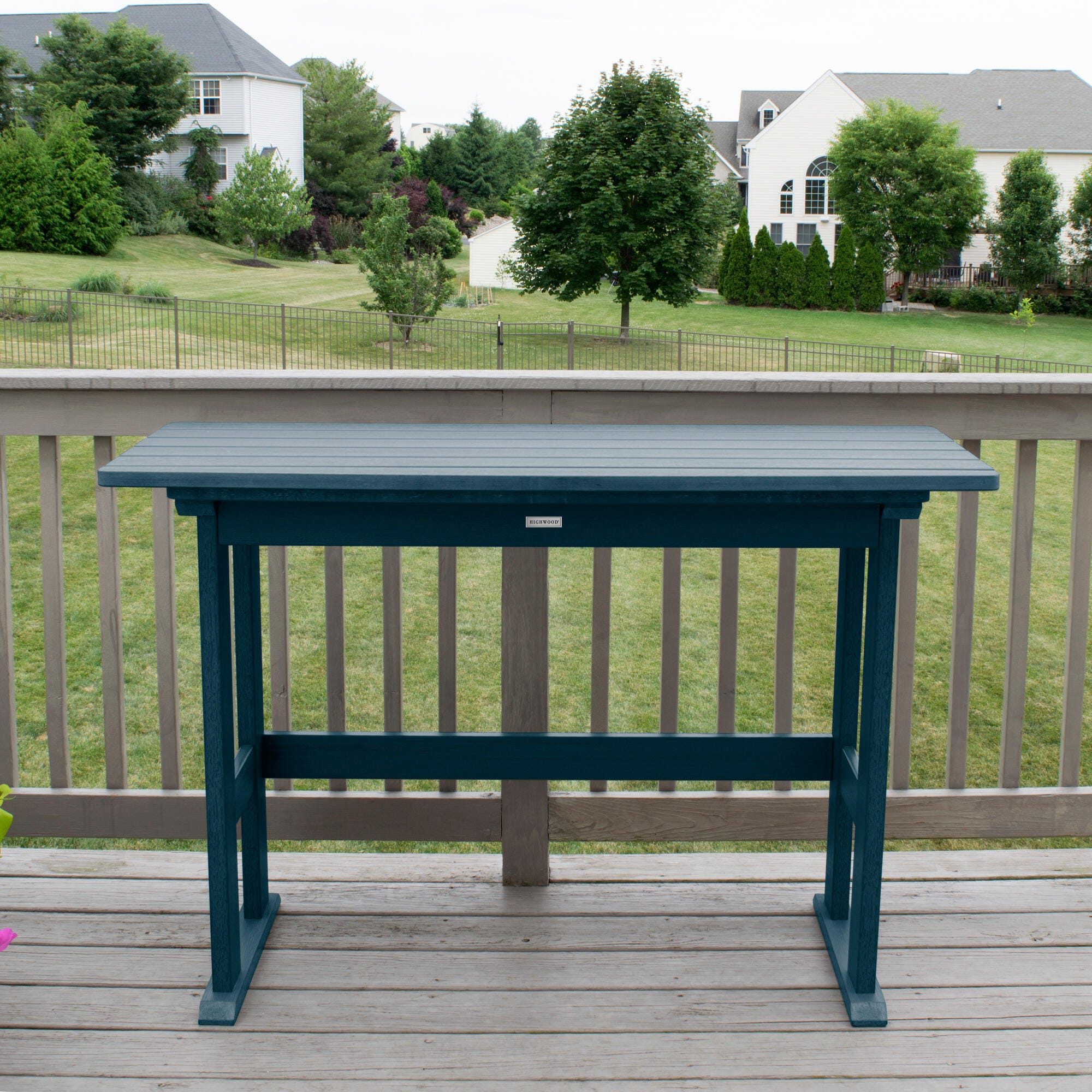 Highwood USA Lehigh Counter Height Balcony Table, Nantucket Blue, large