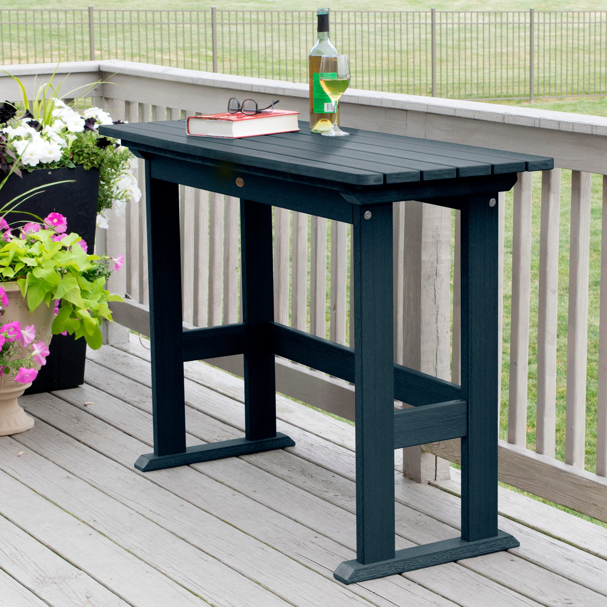 Highwood USA Lehigh Counter Height Balcony Table, Federal Blue, large