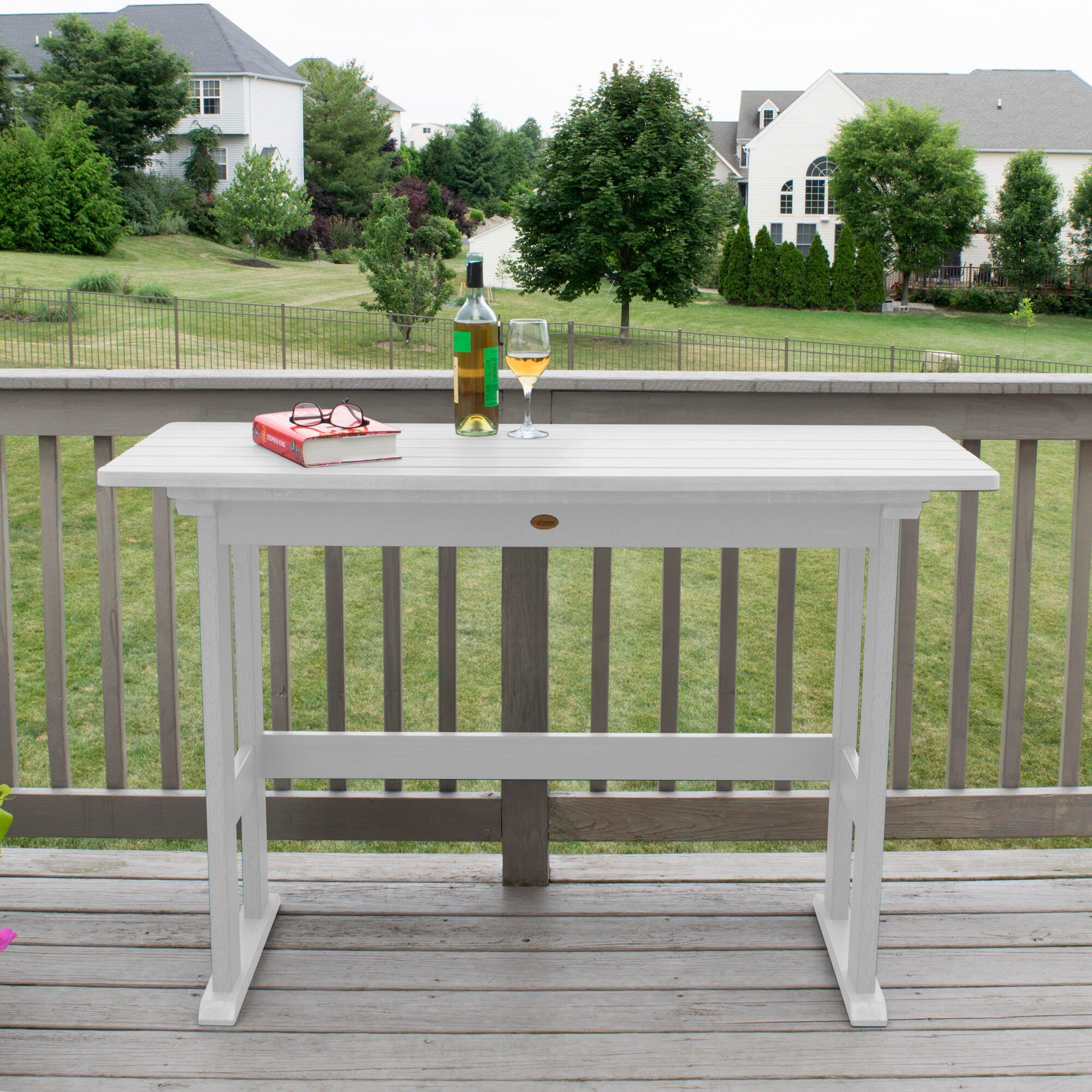 Highwood USA Lehigh Counter Height Balcony Table, White, large