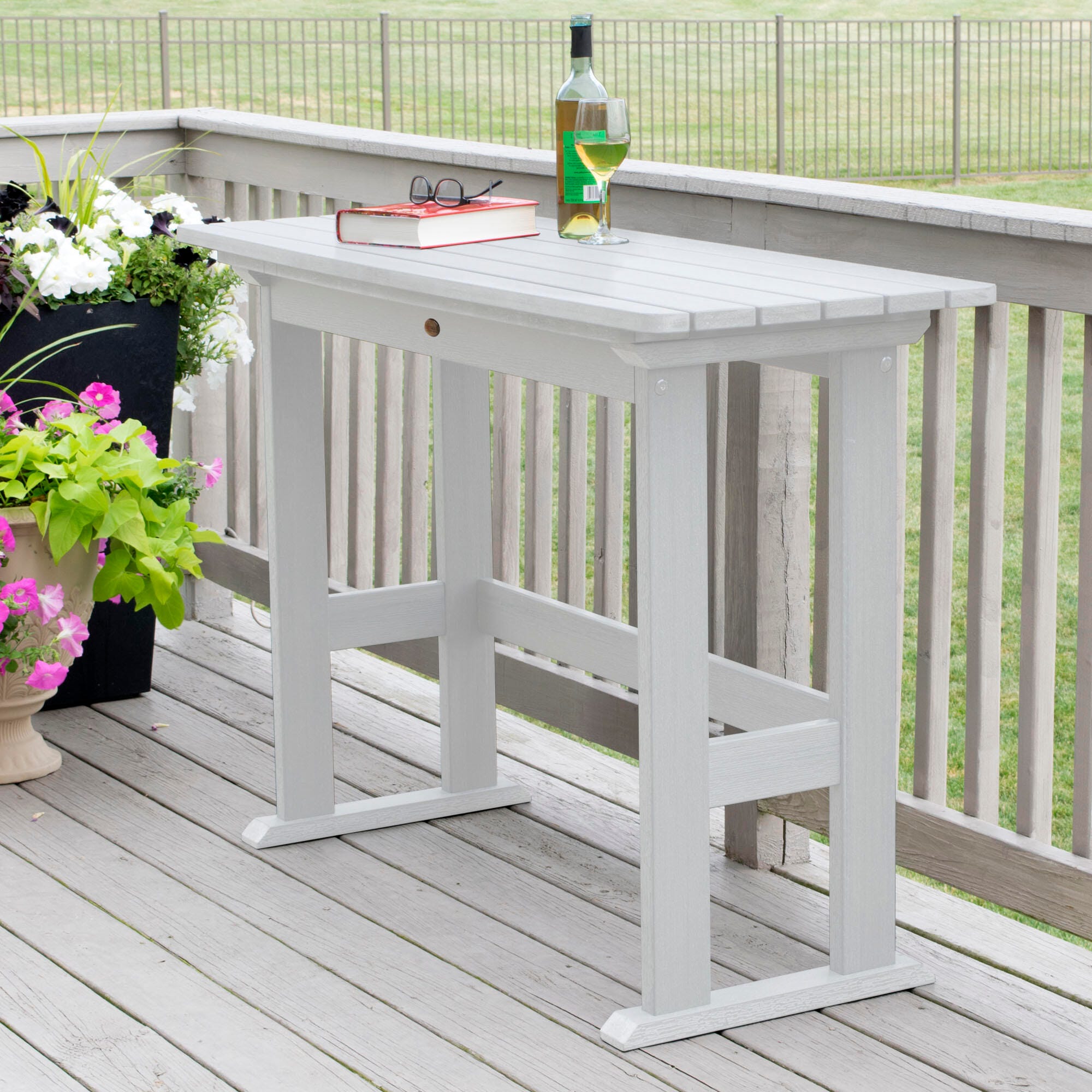 Highwood USA Lehigh Counter Height Balcony Table, White, large