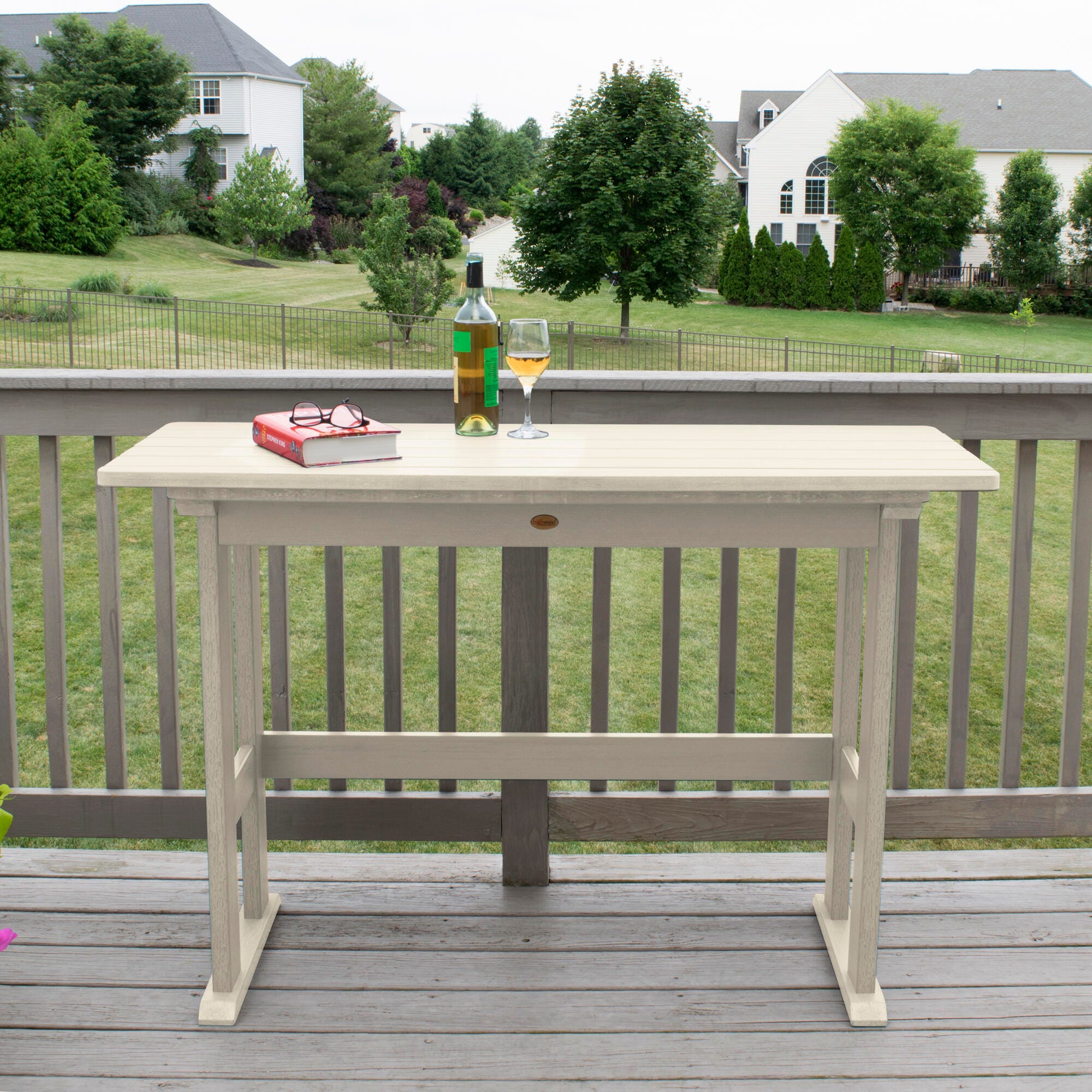 Highwood USA Lehigh Counter Height Balcony Table, Whitewash, large