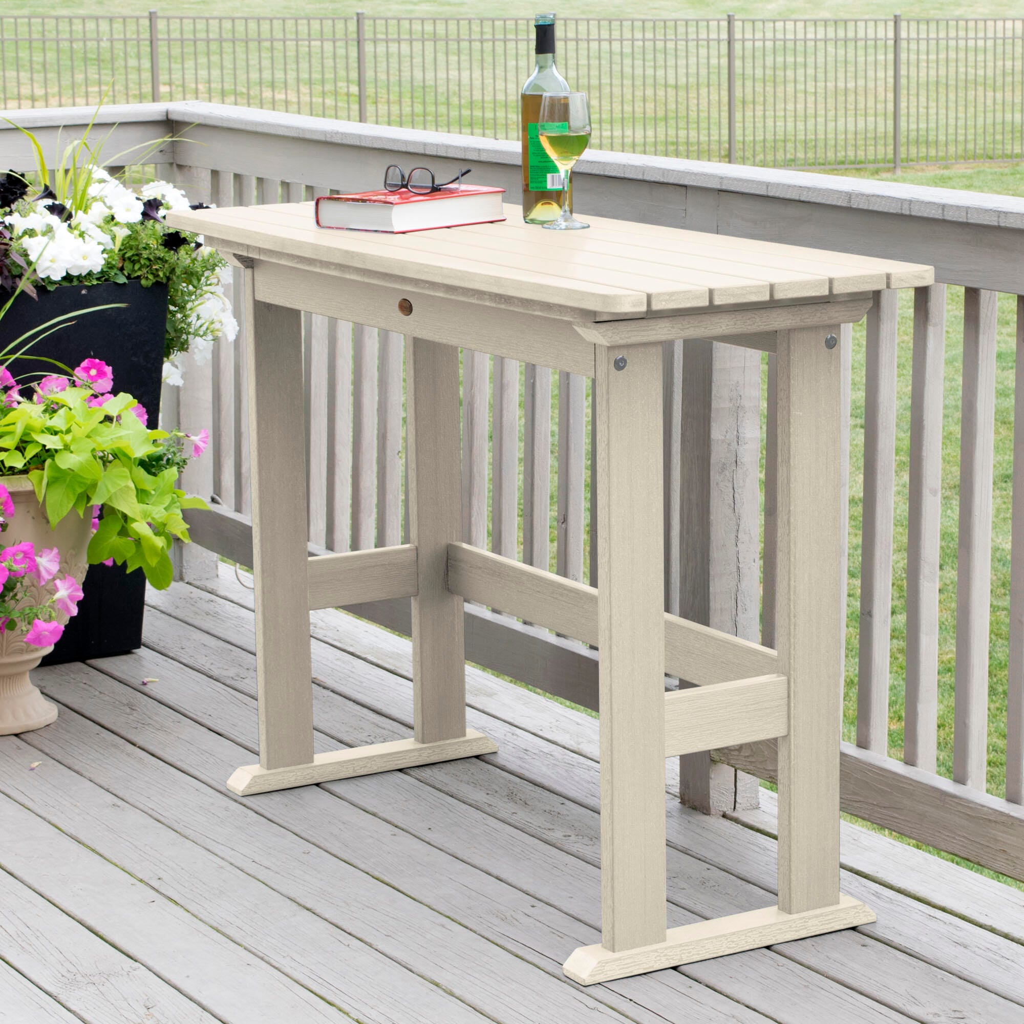 Highwood USA Lehigh Counter Height Balcony Table, Whitewash, large