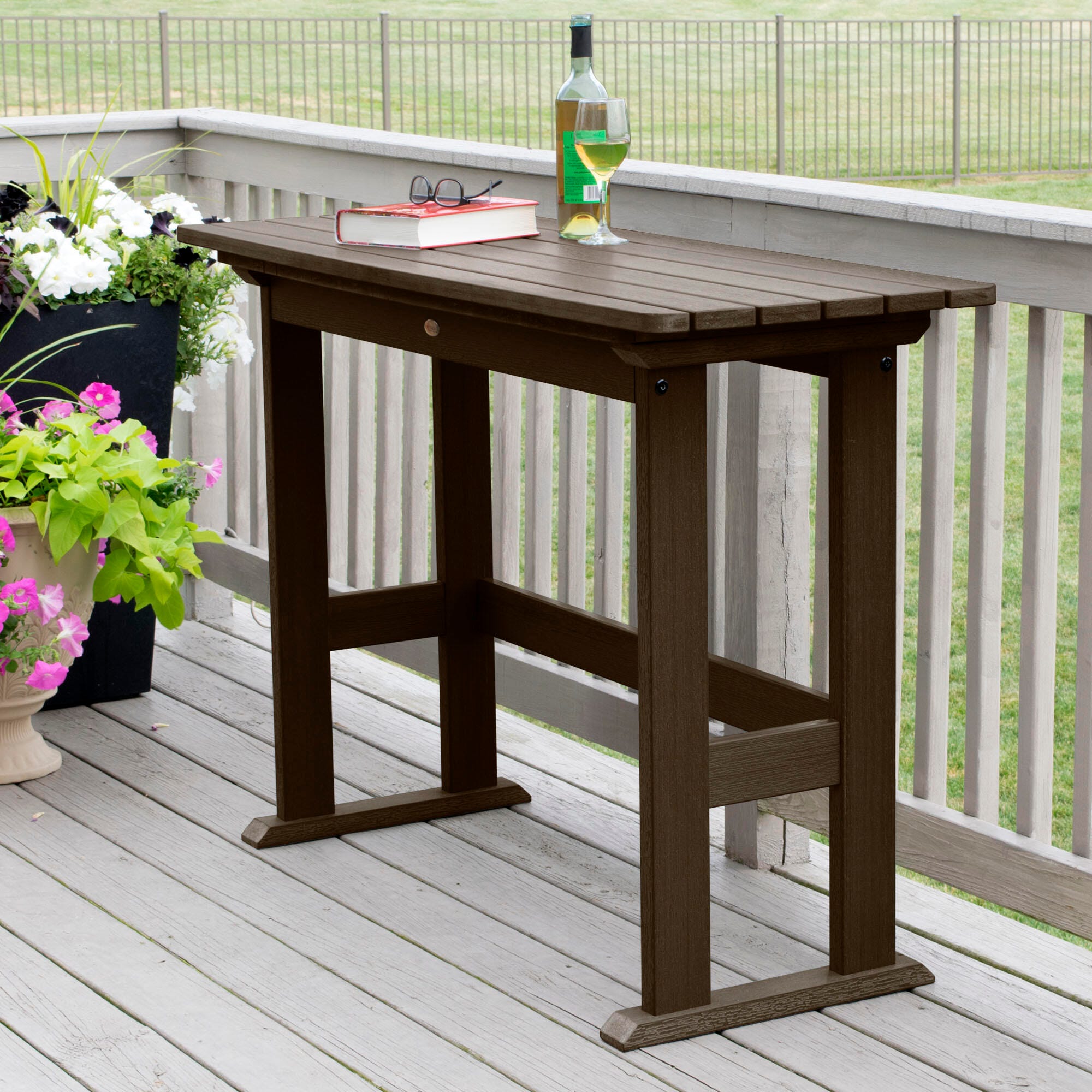 Highwood USA Lehigh Counter Height Balcony Table, Weathered Acorn, large