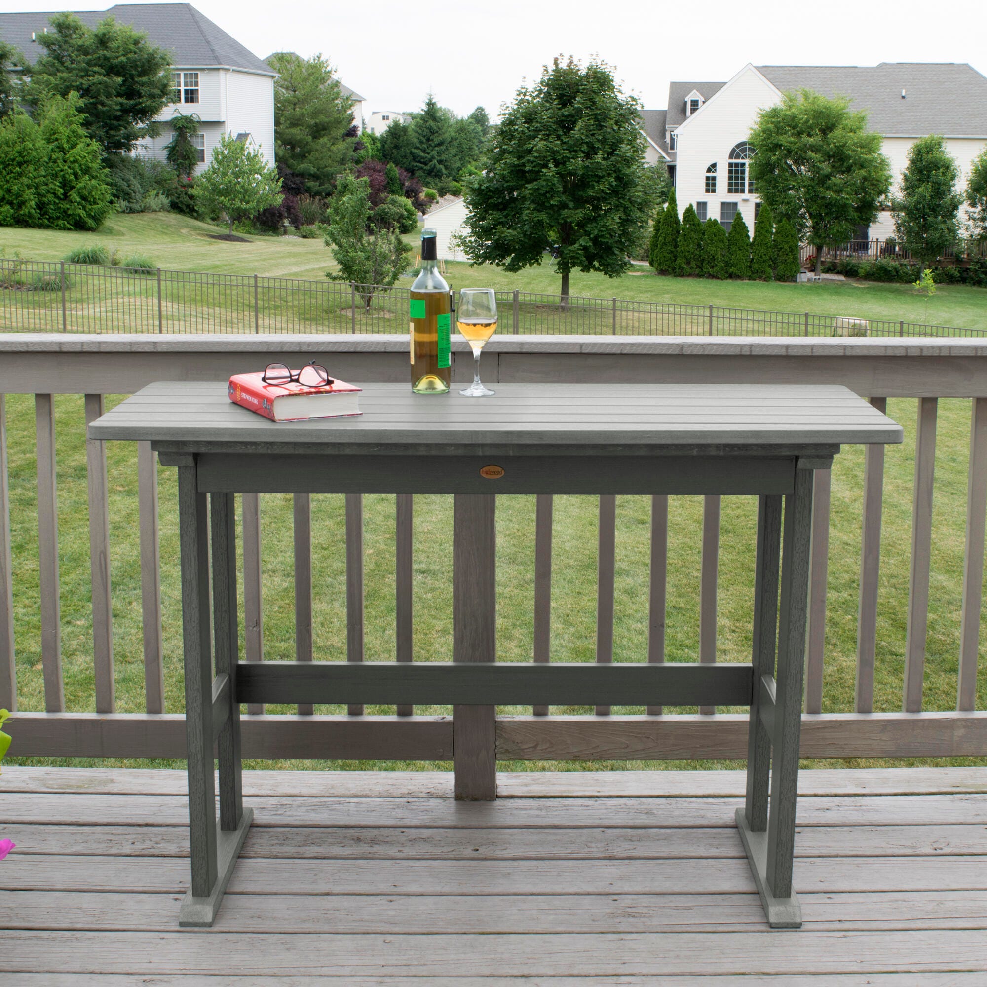 Highwood USA Lehigh Counter Height Balcony Table, Coastal Teak, large