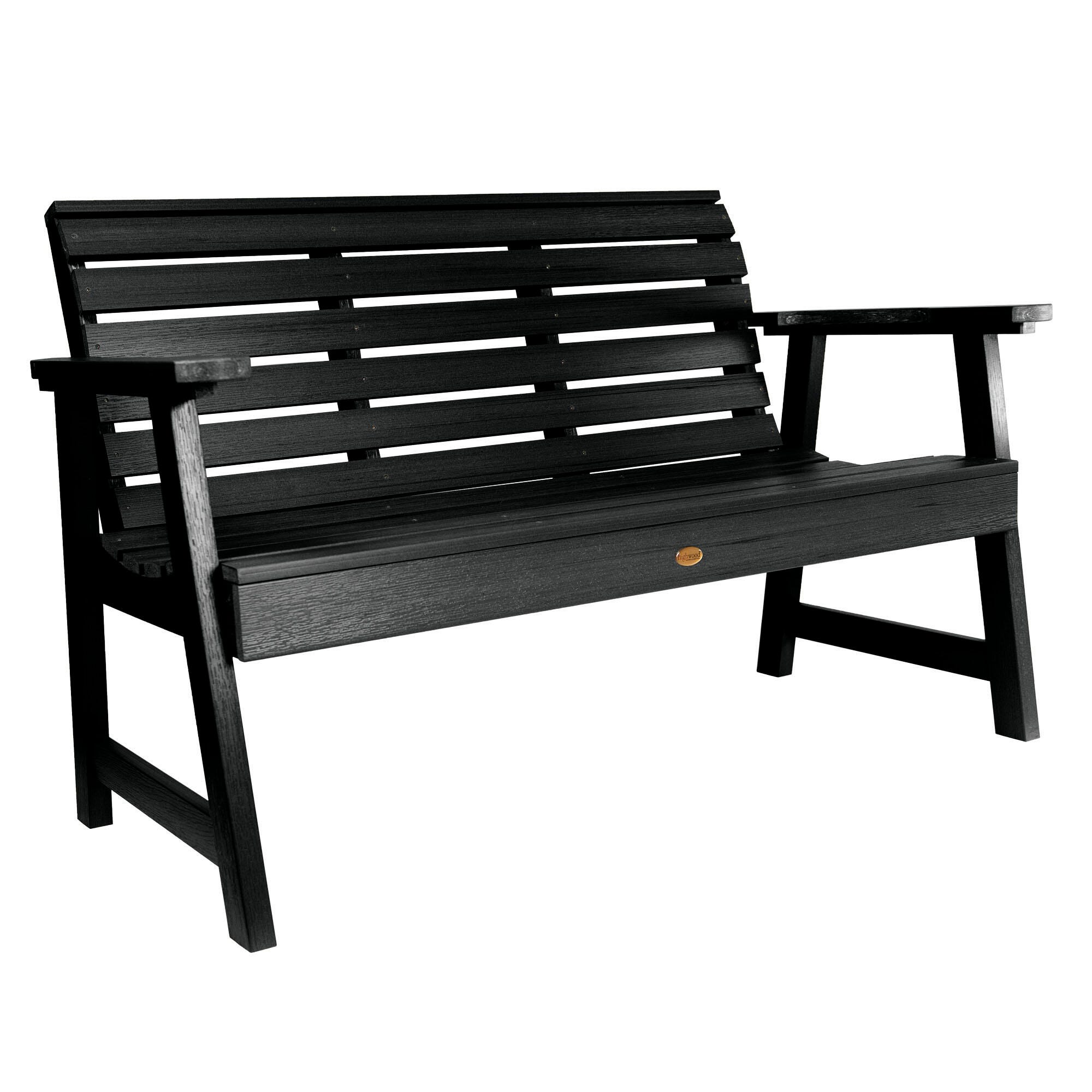 Highwood USA Weatherly 4-Foot Garden Bench, Black, large