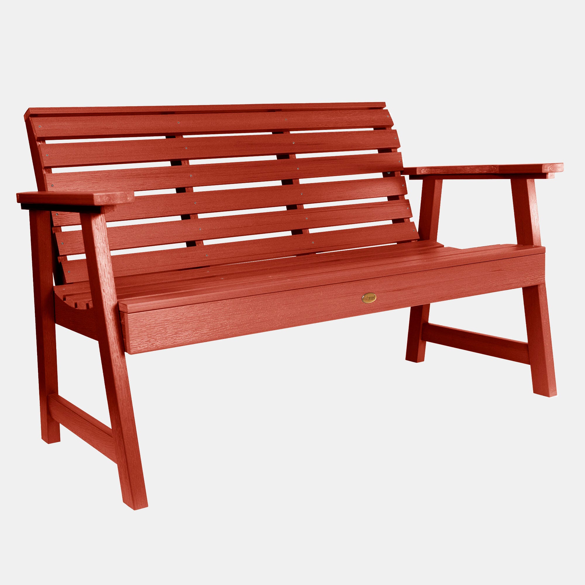 Highwood USA Weatherly 4-Foot Garden Bench, Rustic Red, large