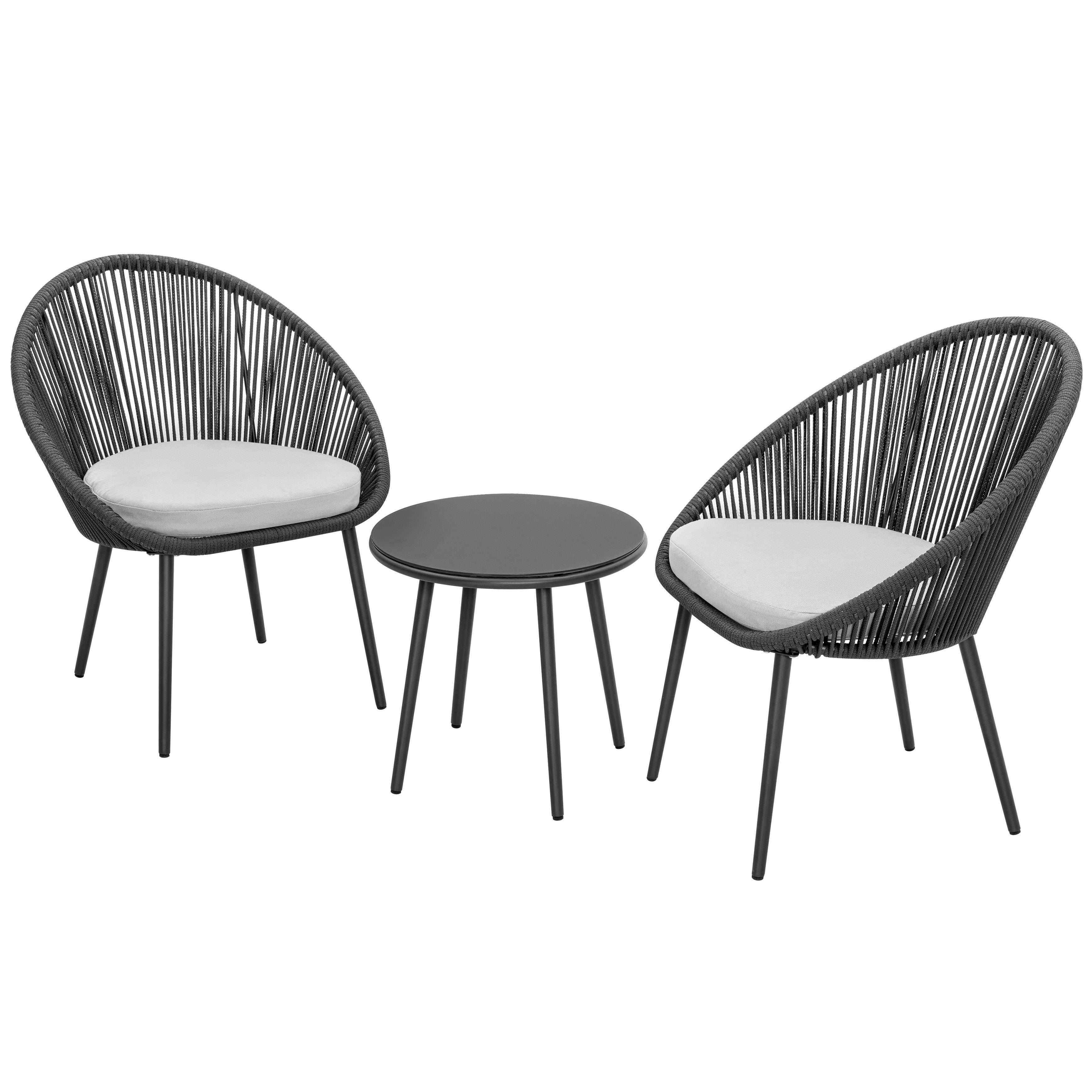 Nuu Garden 2 Outdoor Lounge Chairs and End Table, Gray, large