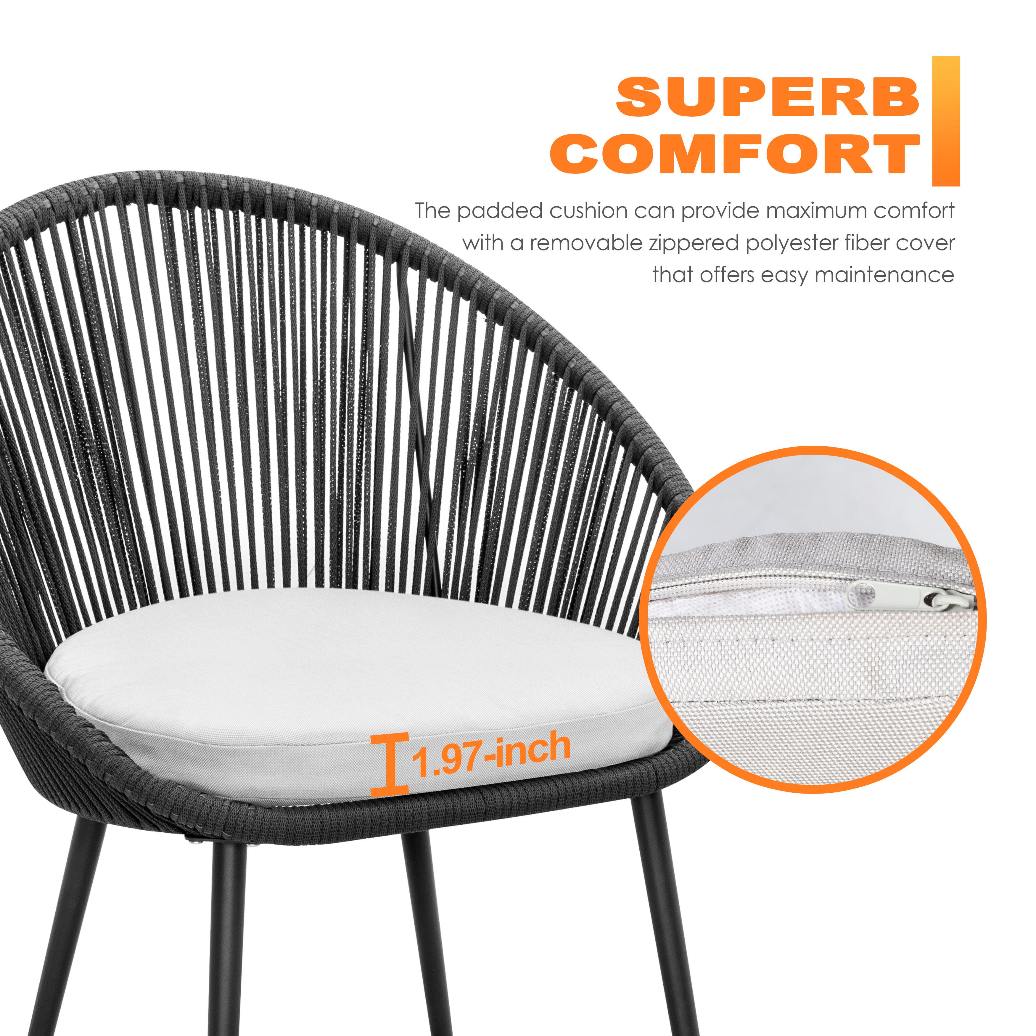 Nuu Garden 2 Outdoor Lounge Chairs and End Table, Gray, large