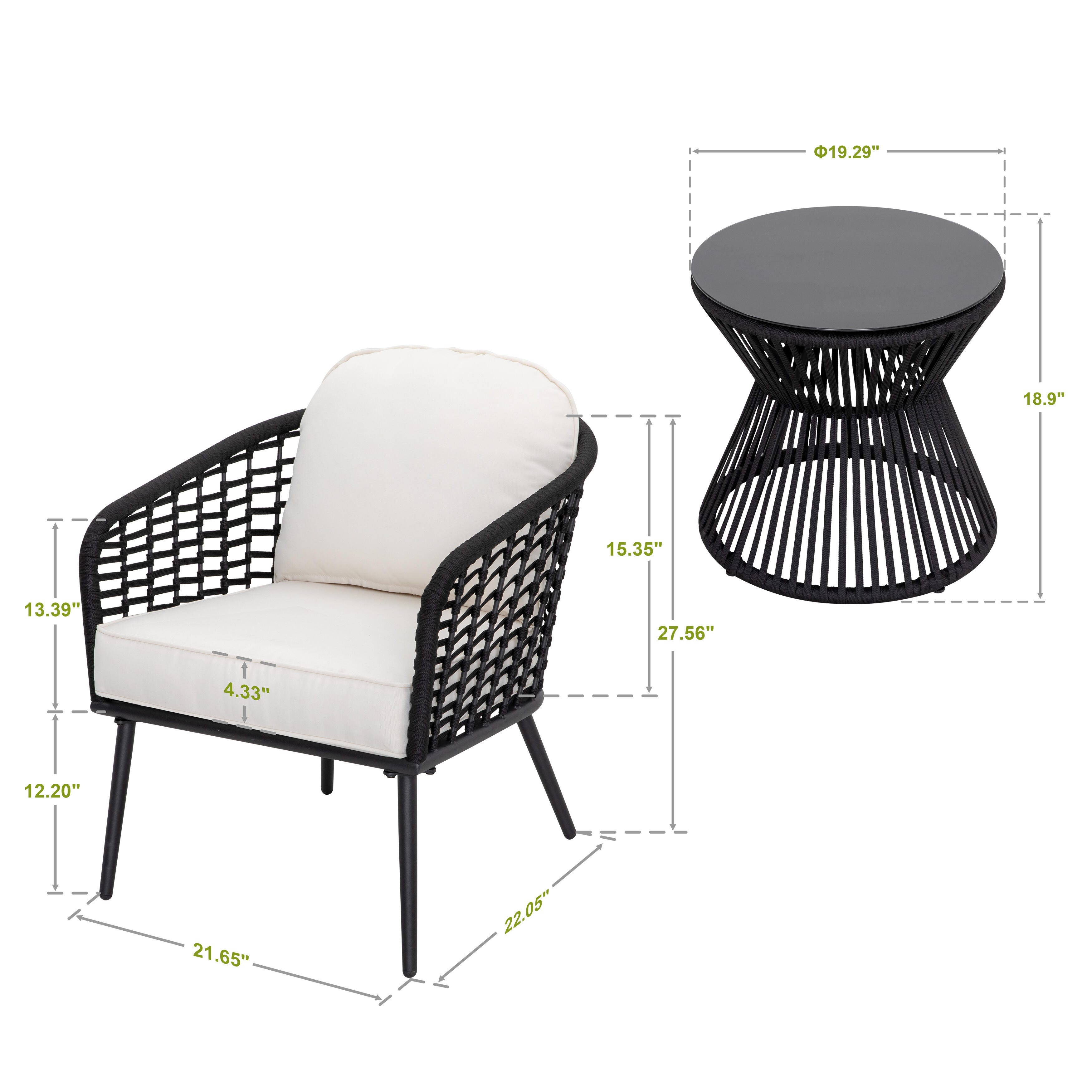 Nuu Garden 2 Outdoor Lounge Chairs and Side Table, , large