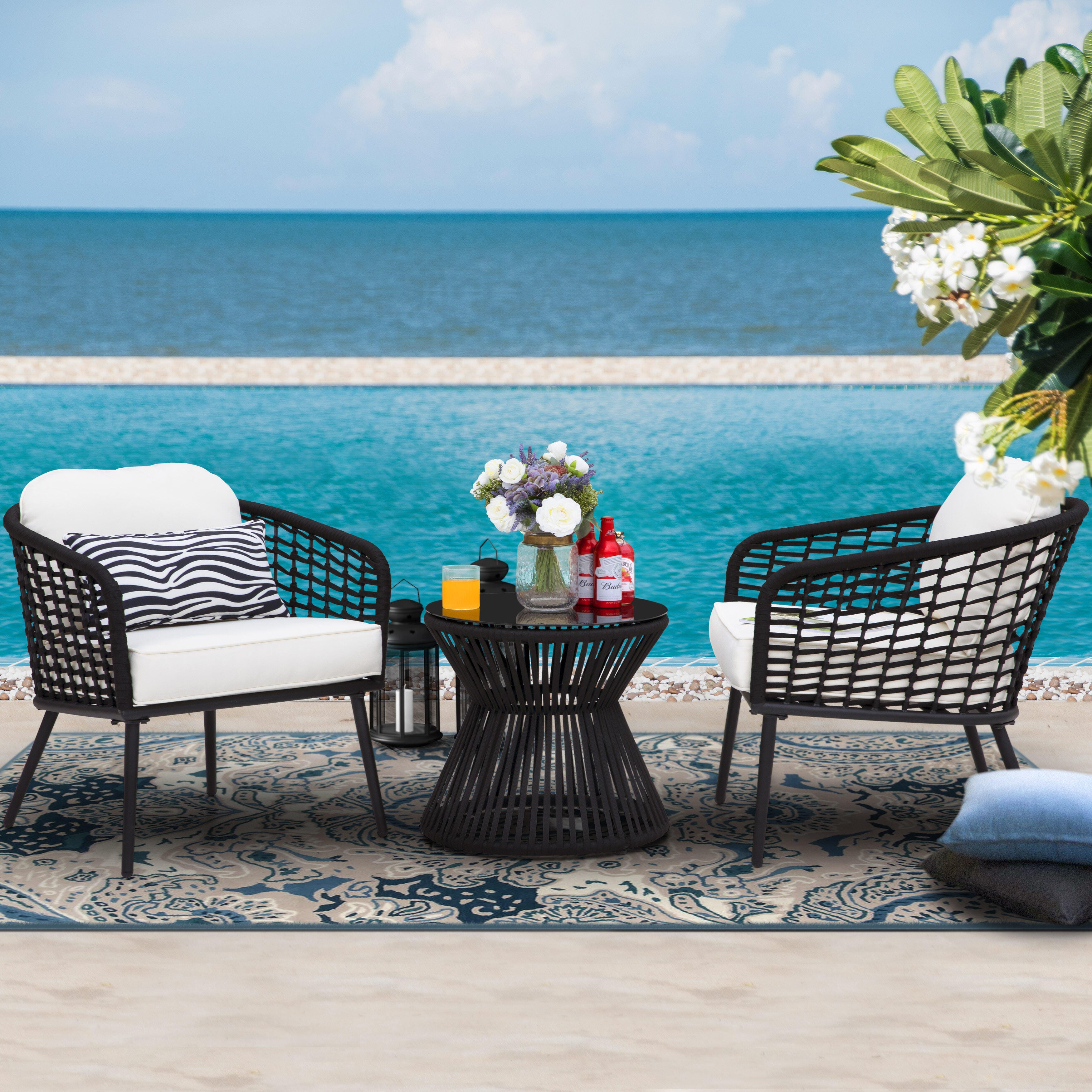 Nuu Garden 2 Outdoor Lounge Chairs and Side Table, , large