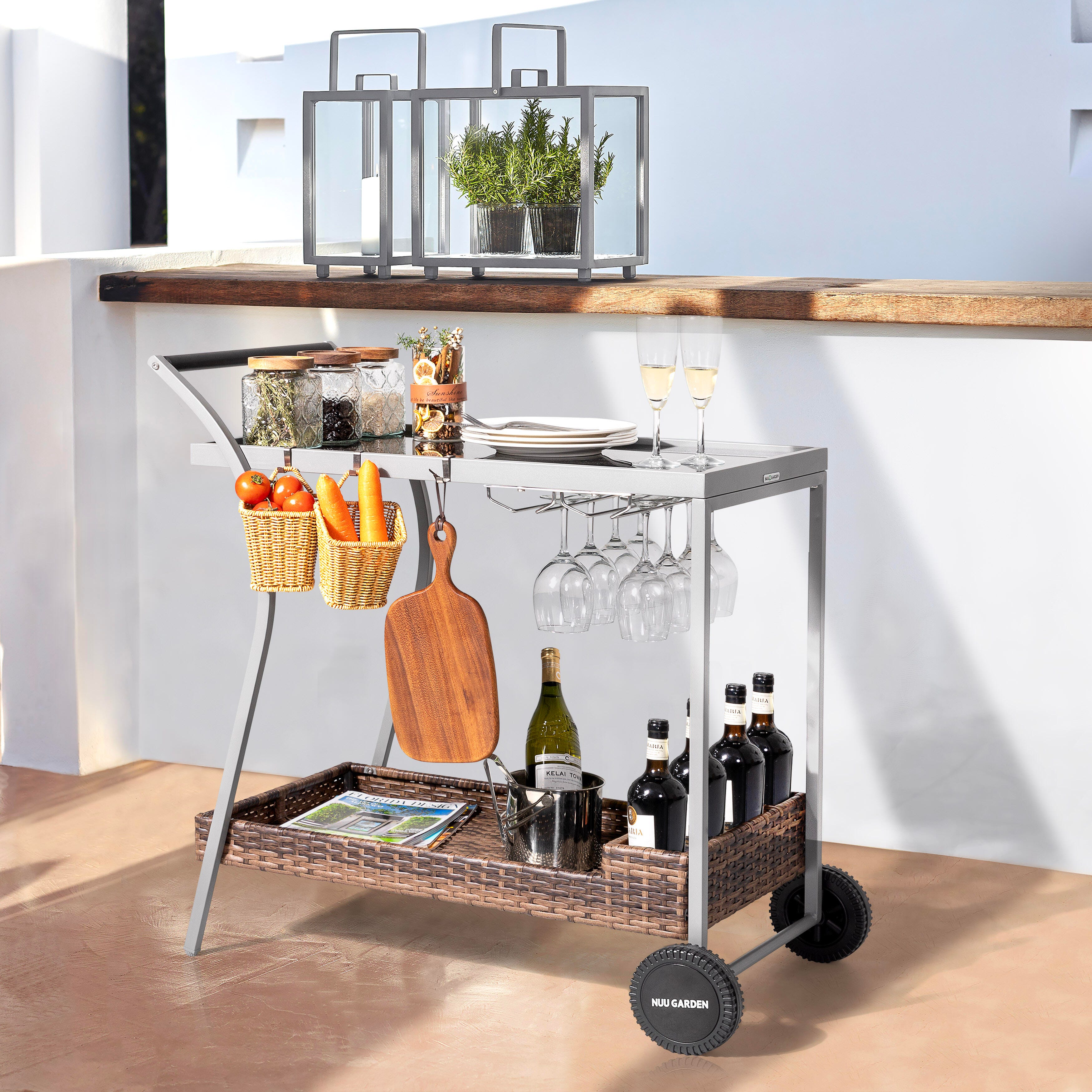 Nuu Garden Outdoor Bar Cart, , large