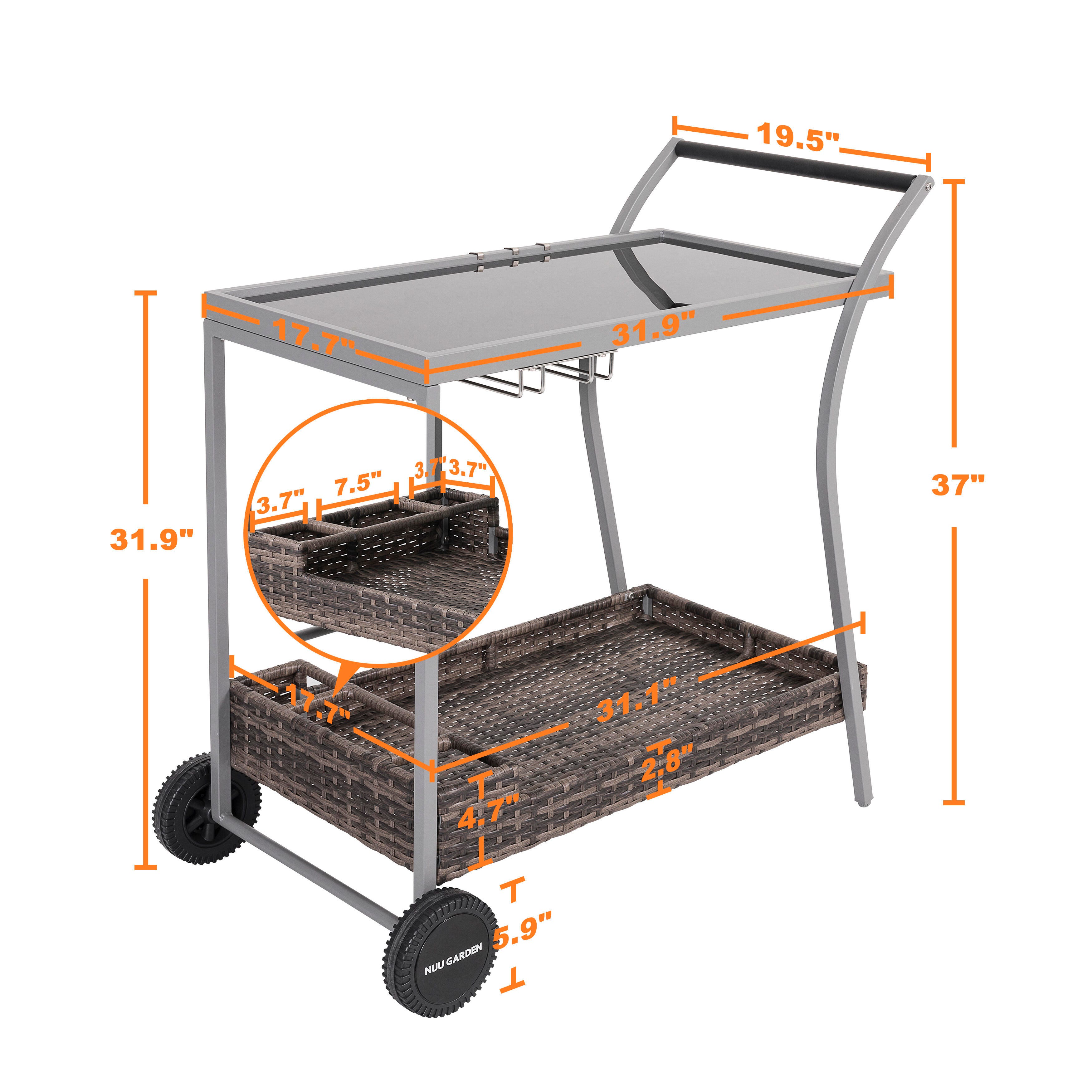 Nuu Garden Outdoor Bar Cart, , large