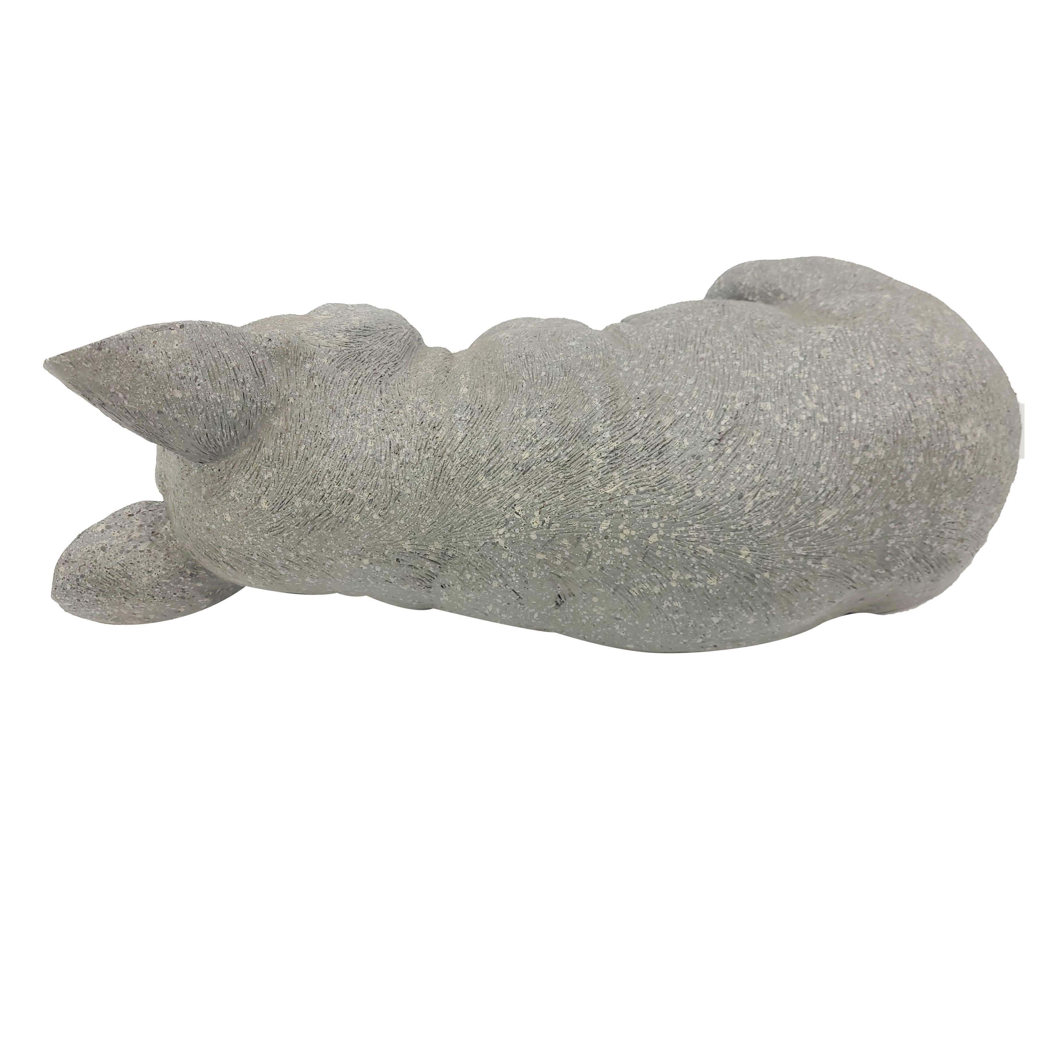 Galt International Grey Polyresin Sleeping French Bulldog Garden Statue 20.5" L, , swatch