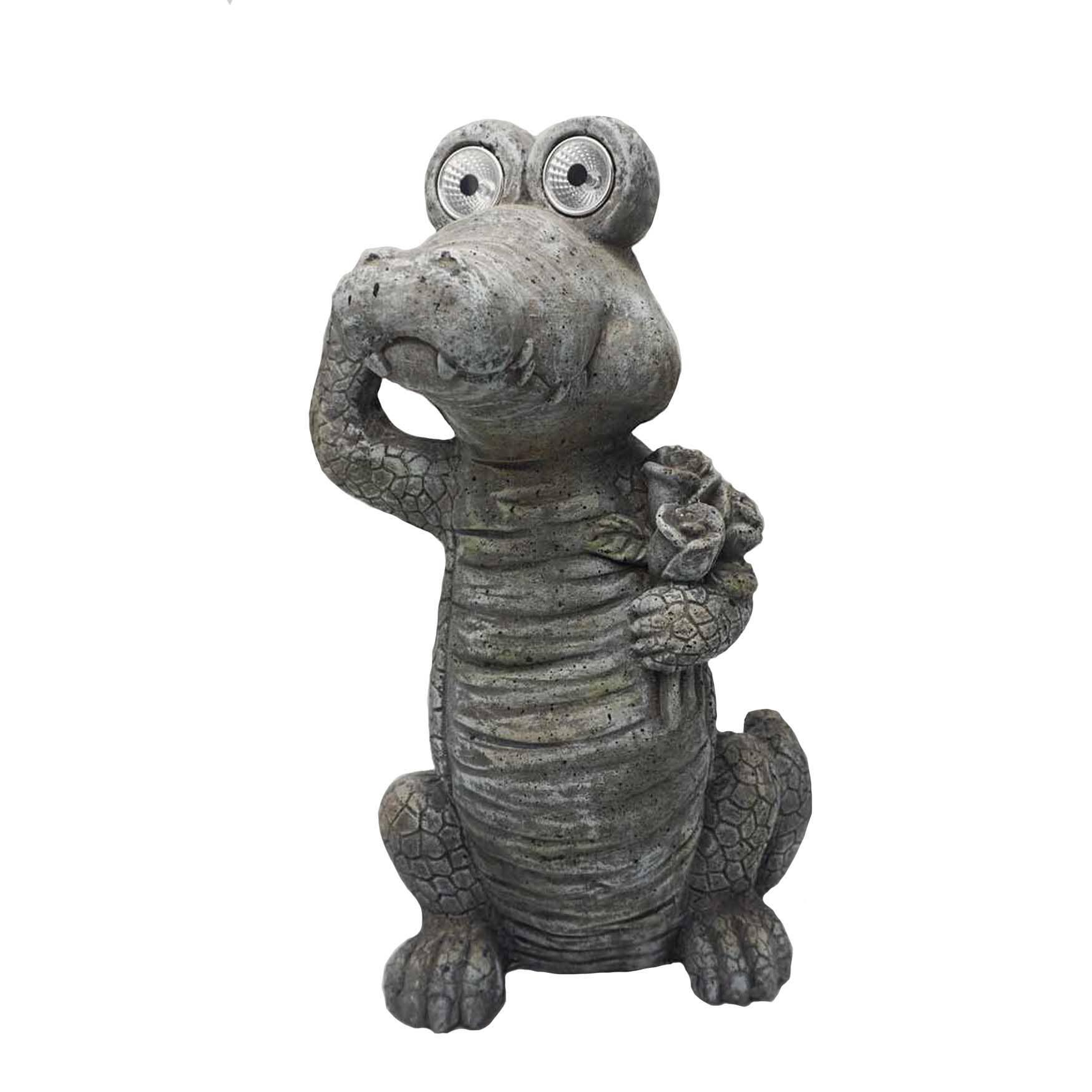 Galt International Romeo Crocodile Solar LED Garden Statue 17.3", , large