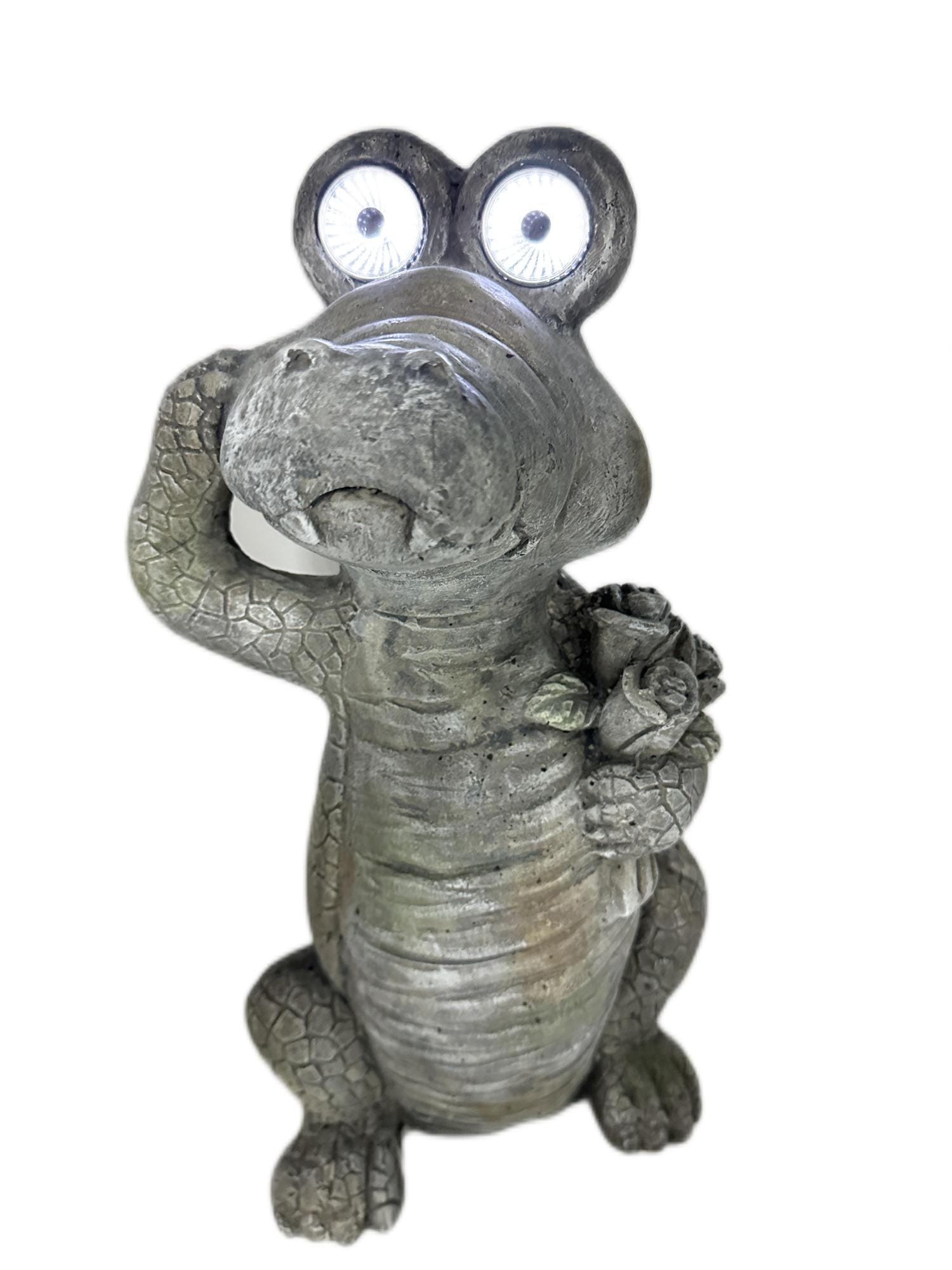 Galt International Romeo Crocodile Solar LED Garden Statue 17.3", , large