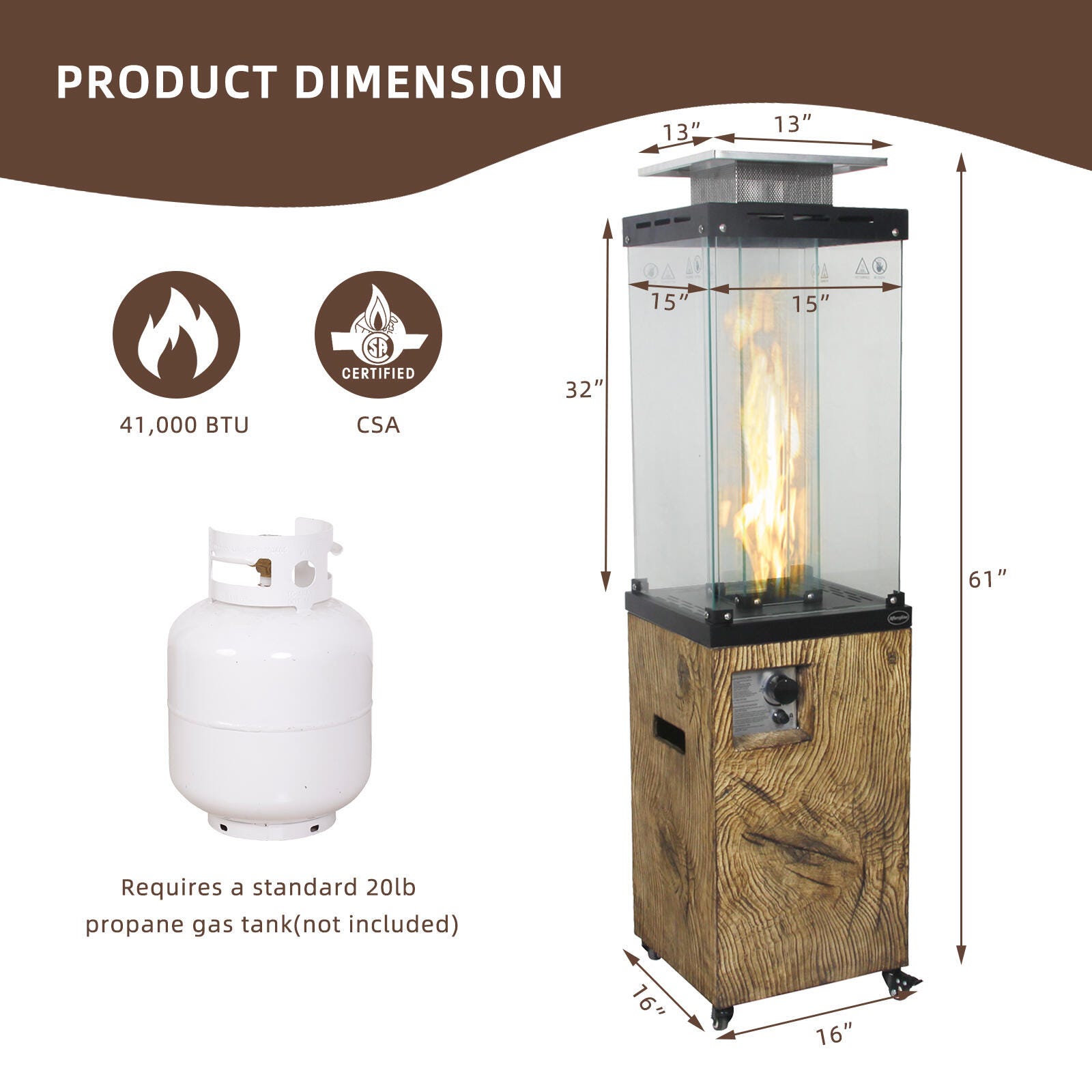 AFTERGLOW Outdoor Patio Heater, Antique Yellow, large