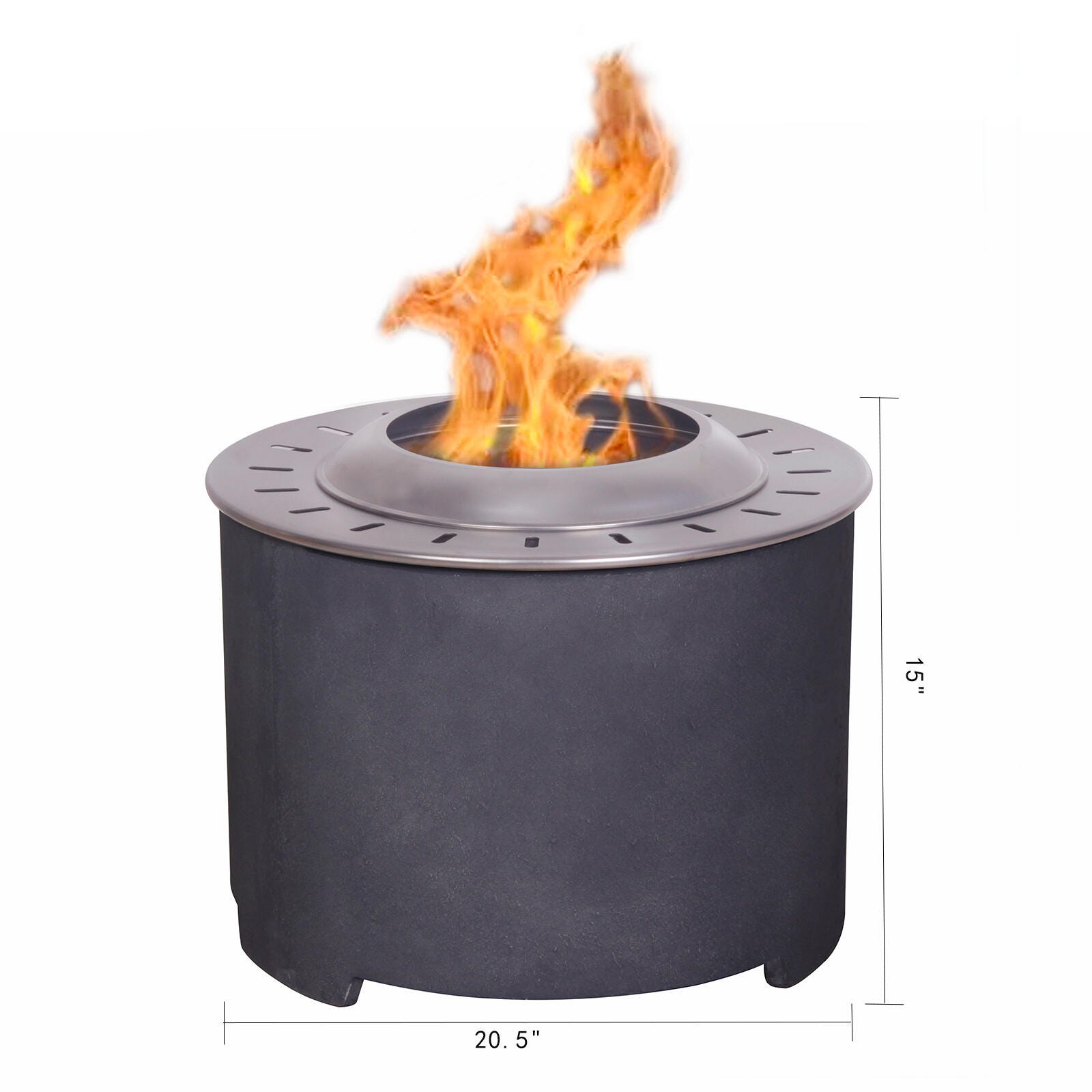 AFTERGLOW Outdoor Smokeless Firepit with Surround, Dark Gray, large