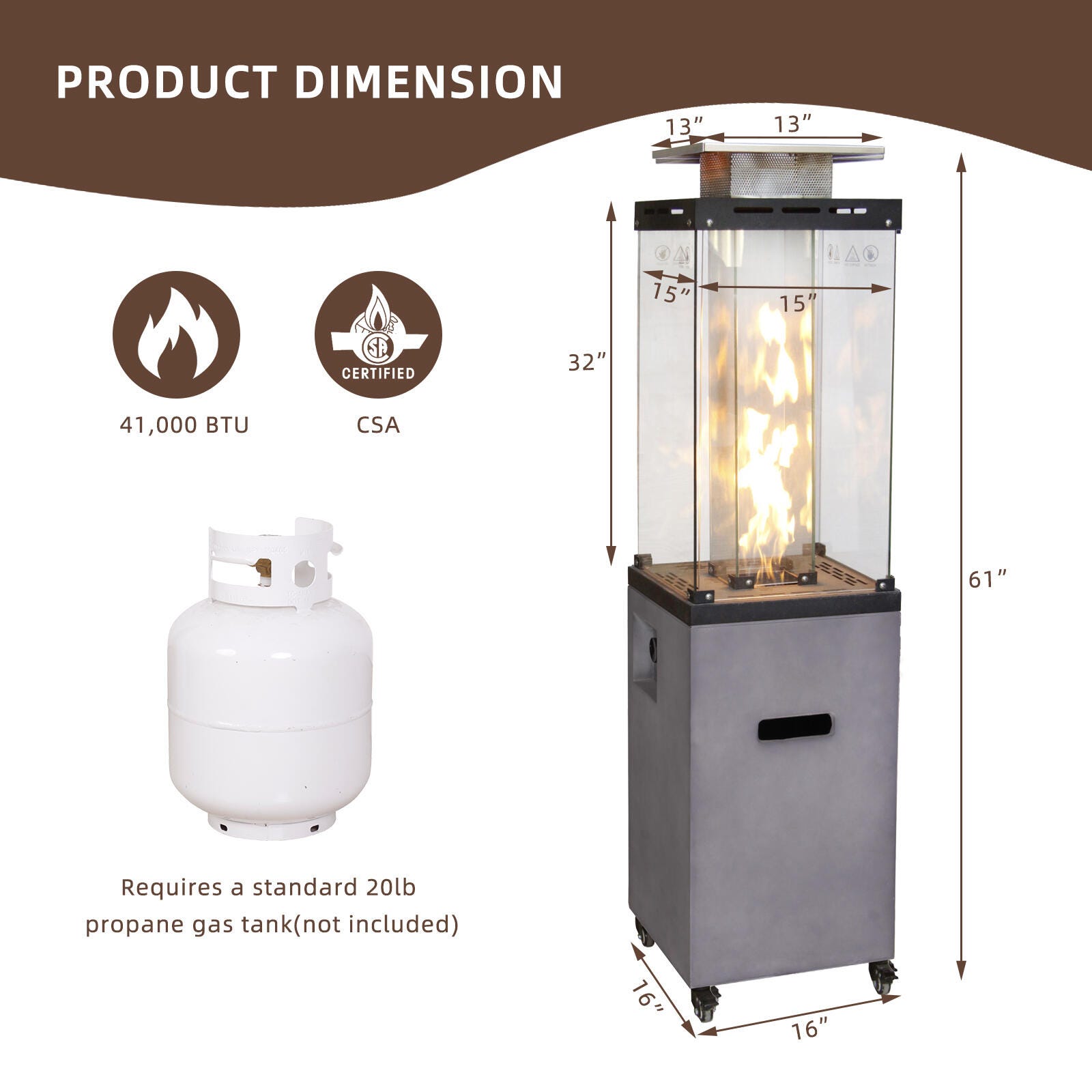 AFTERGLOW Outdoor Patio Heater, Light Gray, large