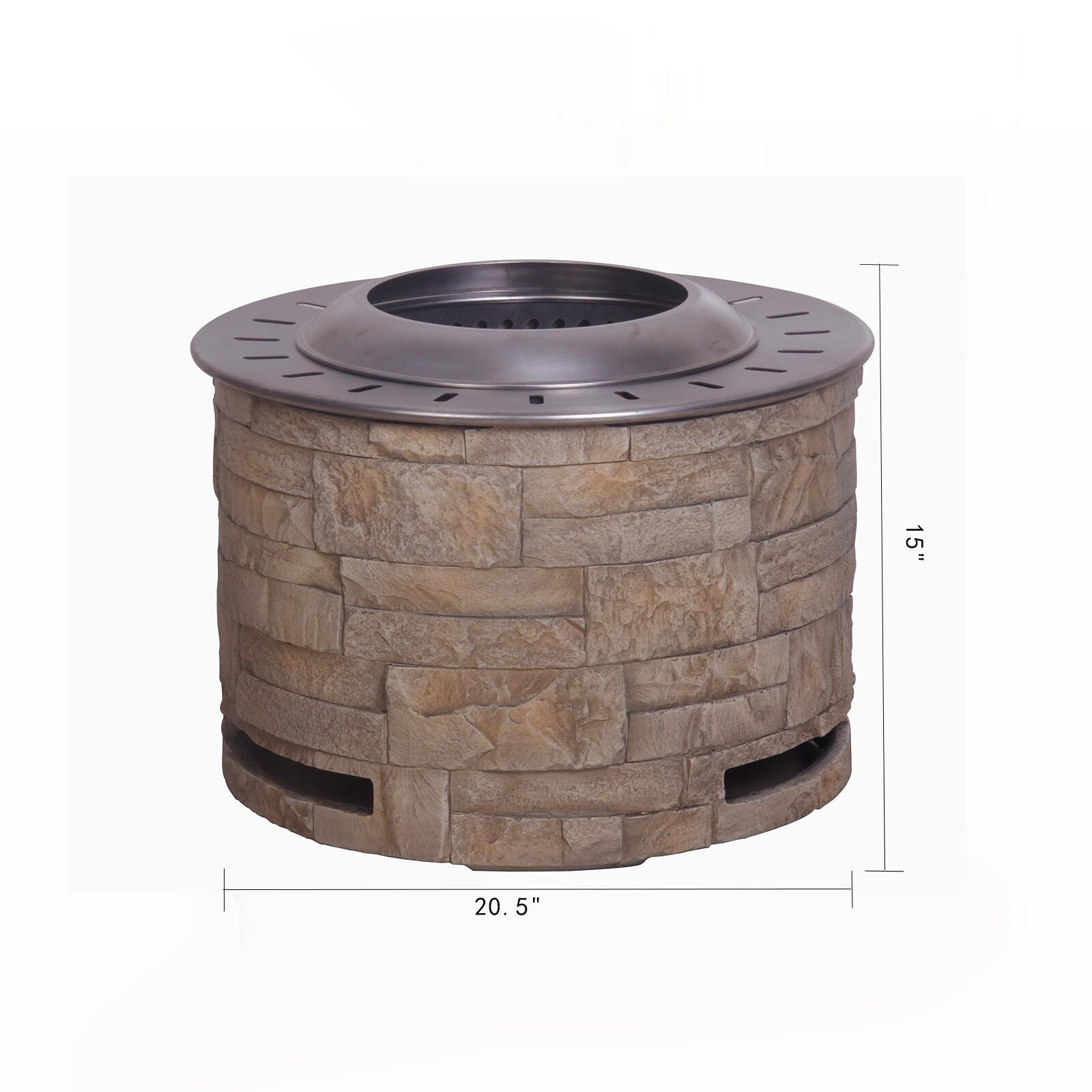 AFTERGLOW Outdoor Smokeless Firepit with Surround, Antique White, large