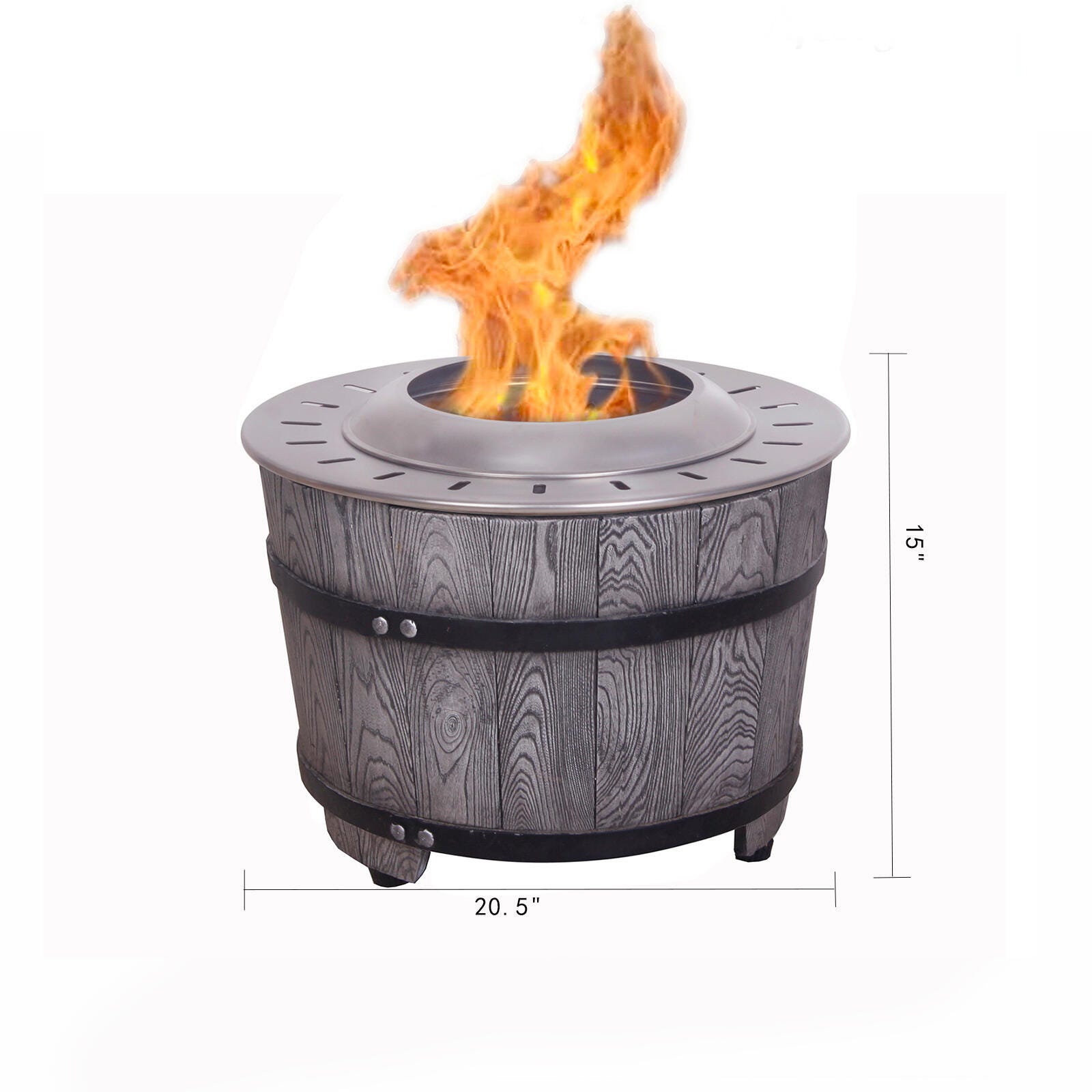 AFTERGLOW Outdoor Smokeless Firepit with Surround, Antique Gray, large