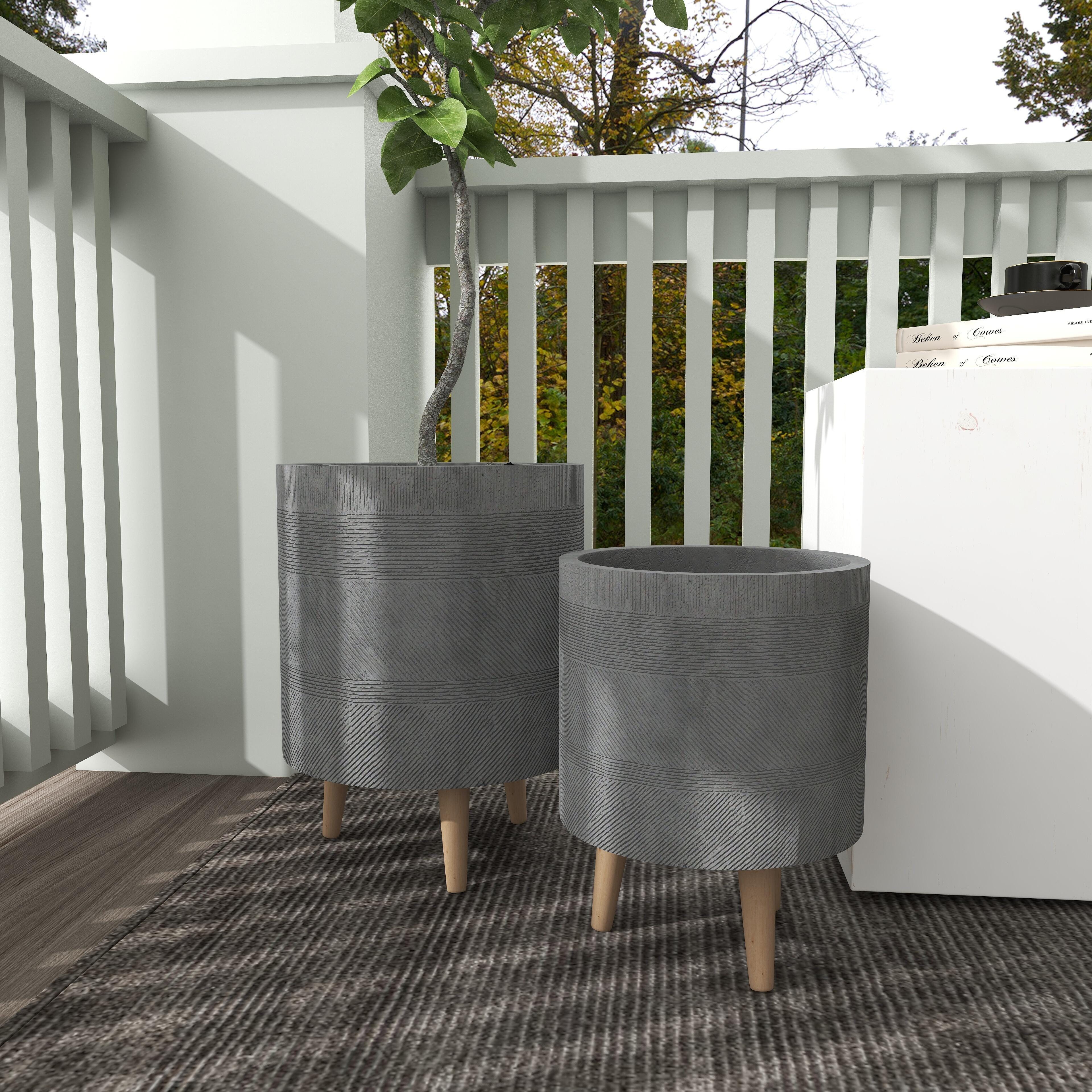 Bayberry Lane Outdoor Oxide Planter with Legs Set of 2, , large