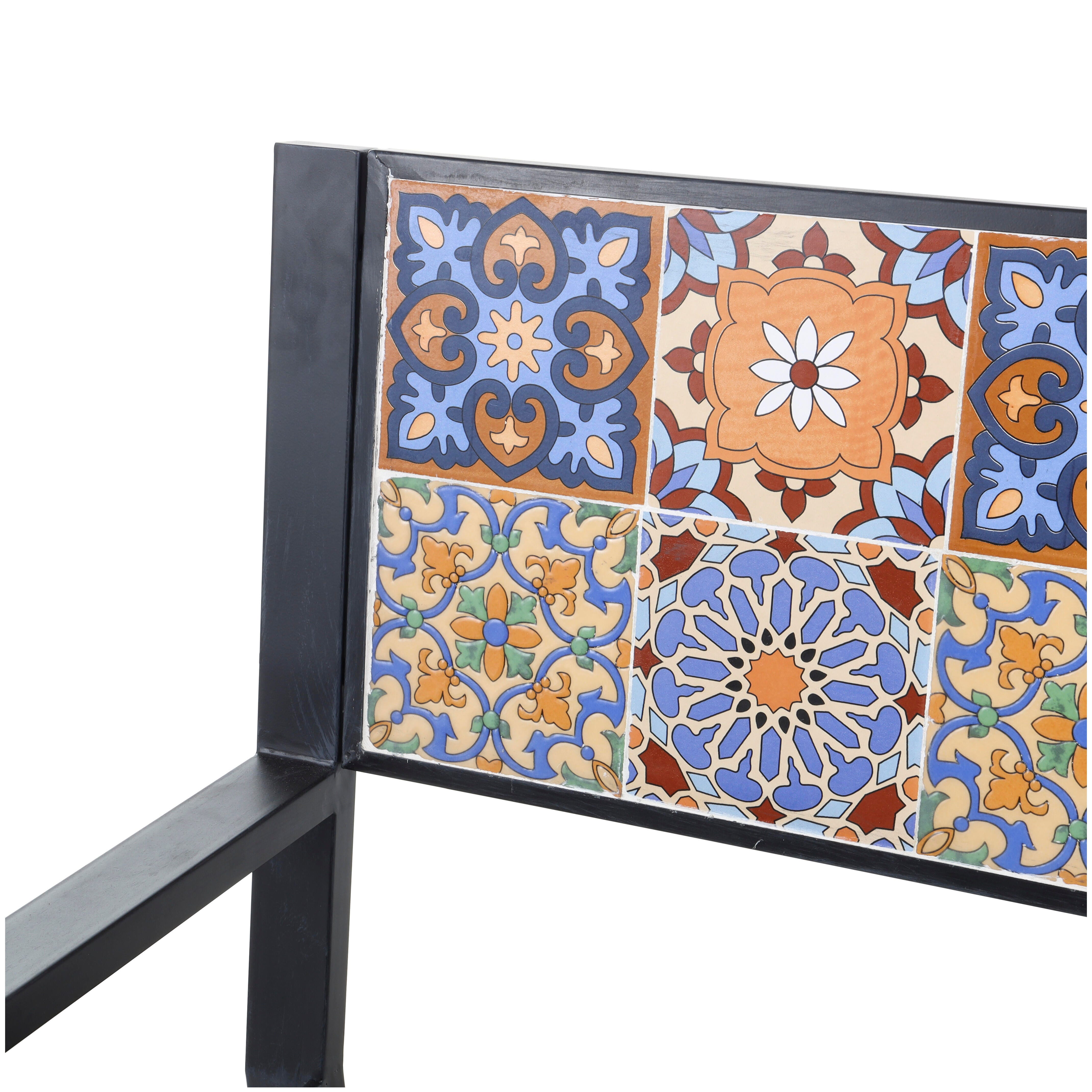Bayberry Lane Mosaic Outdoor Bench, Black, large
