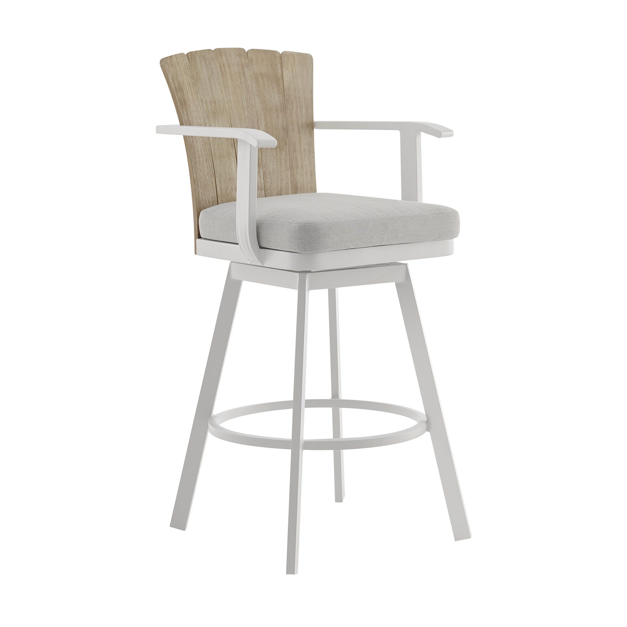Hazel Outdoor Patio Swivel Bar Stool, Argent Gray, large