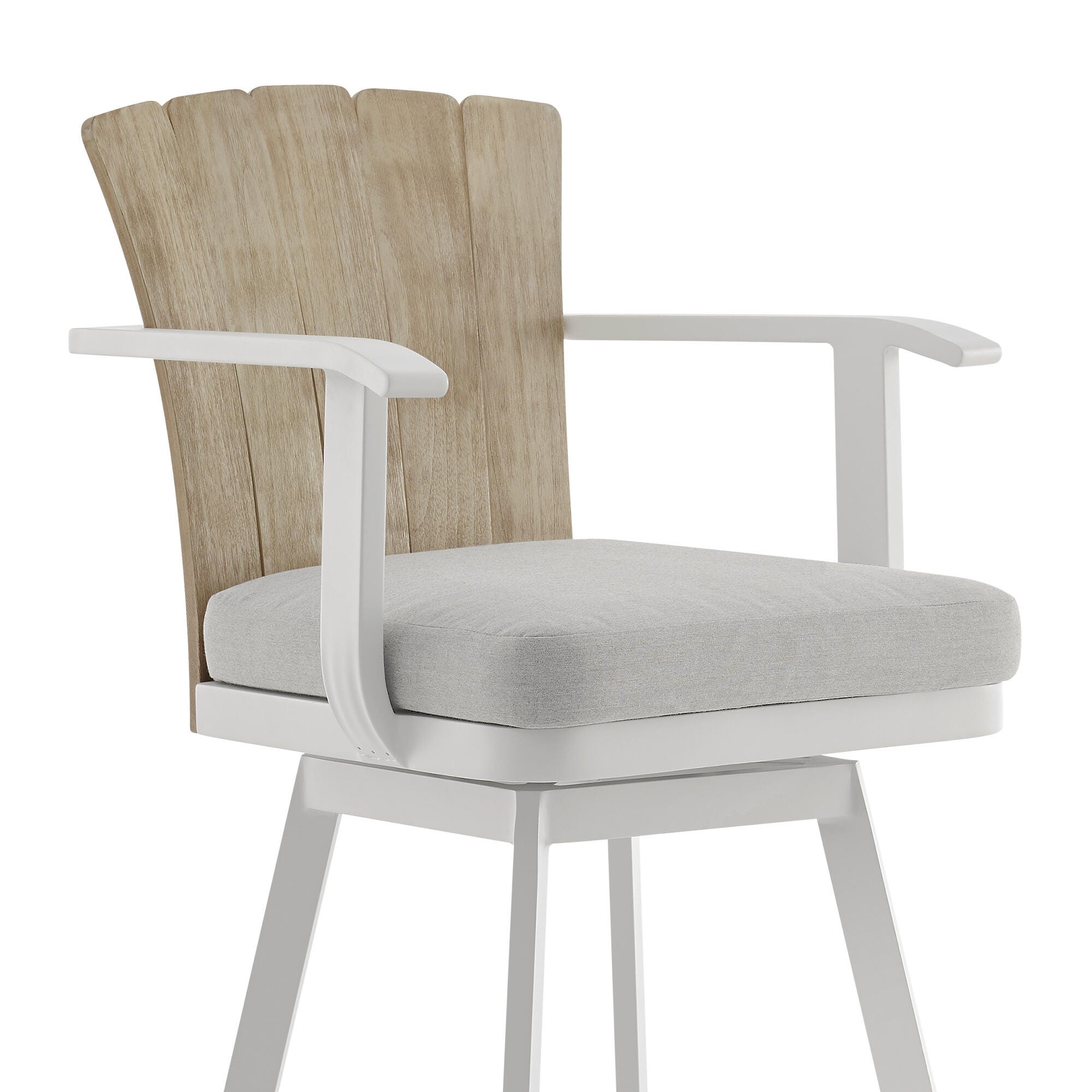 Hazel Outdoor Patio Swivel Bar Stool, Argent Gray, large