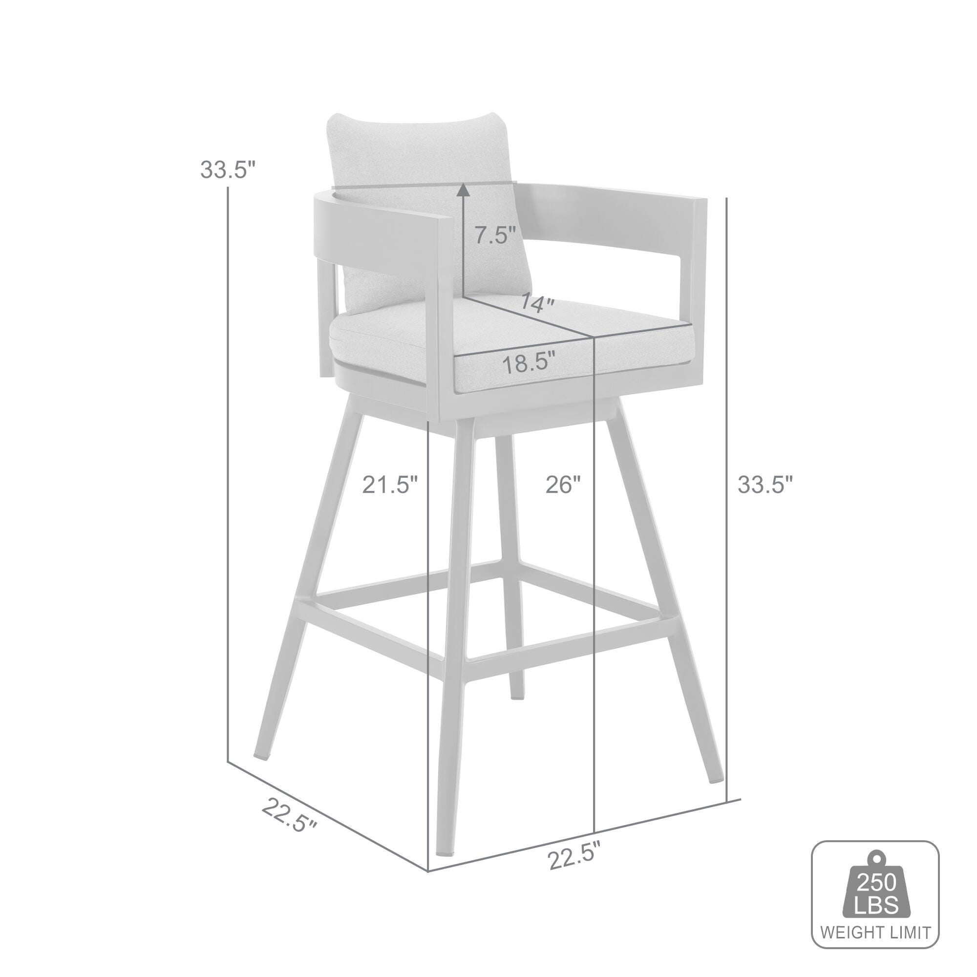 Menorca Outdoor Patio Swivel Counter Stool, Dark Gray, large