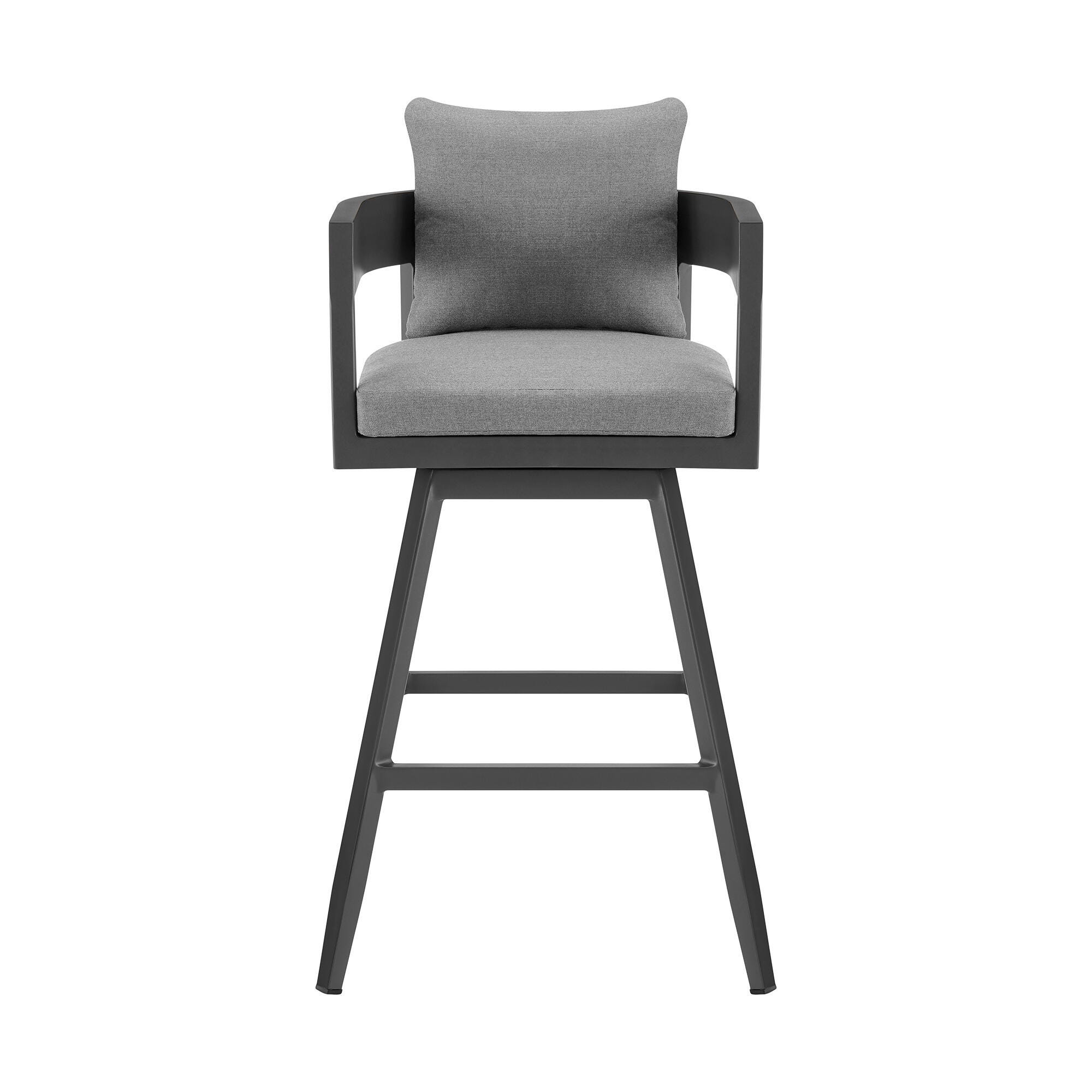 Menorca Outdoor Patio Swivel Counter Stool, Dark Gray, large