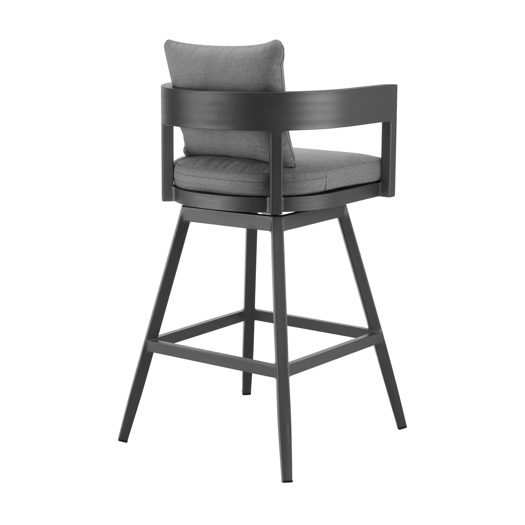 Menorca Outdoor Patio Swivel Counter Stool, Dark Gray, large