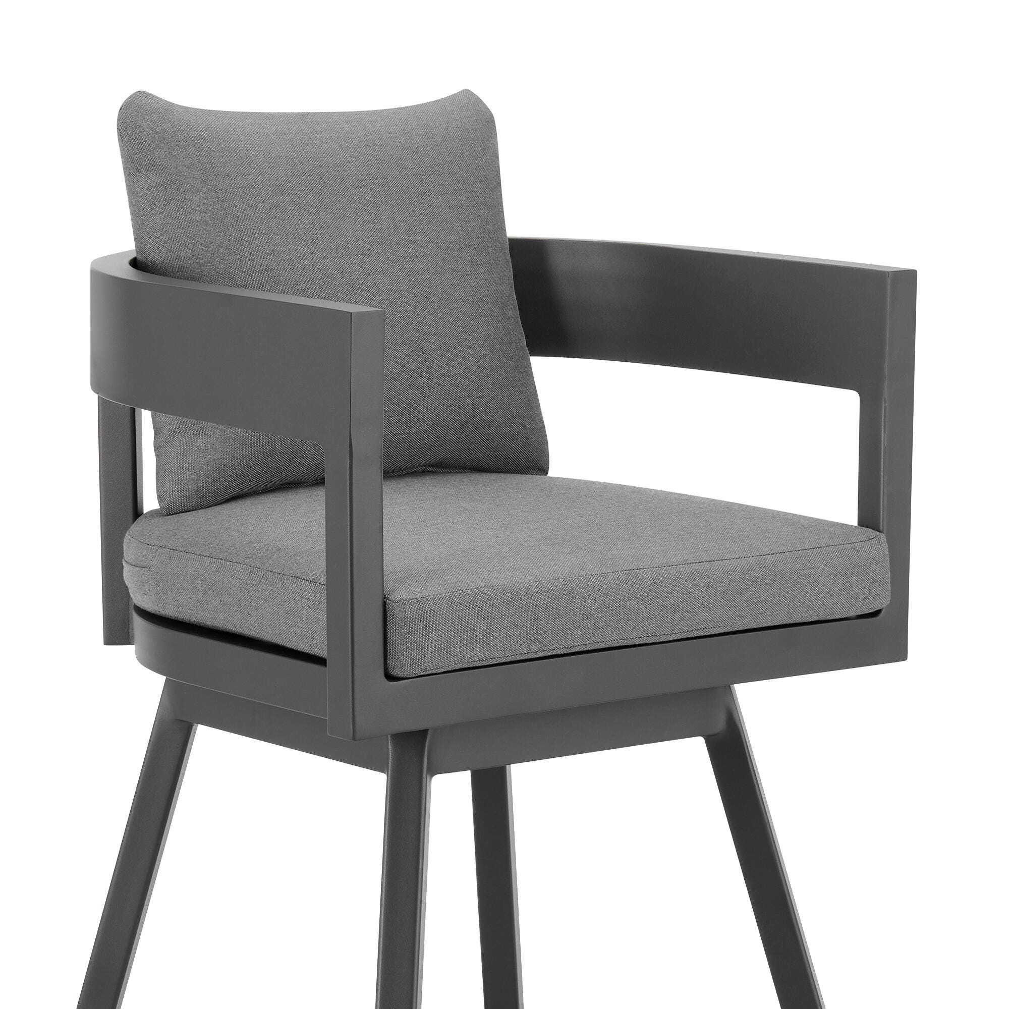 Menorca Outdoor Patio Swivel Counter Stool, Dark Gray, large