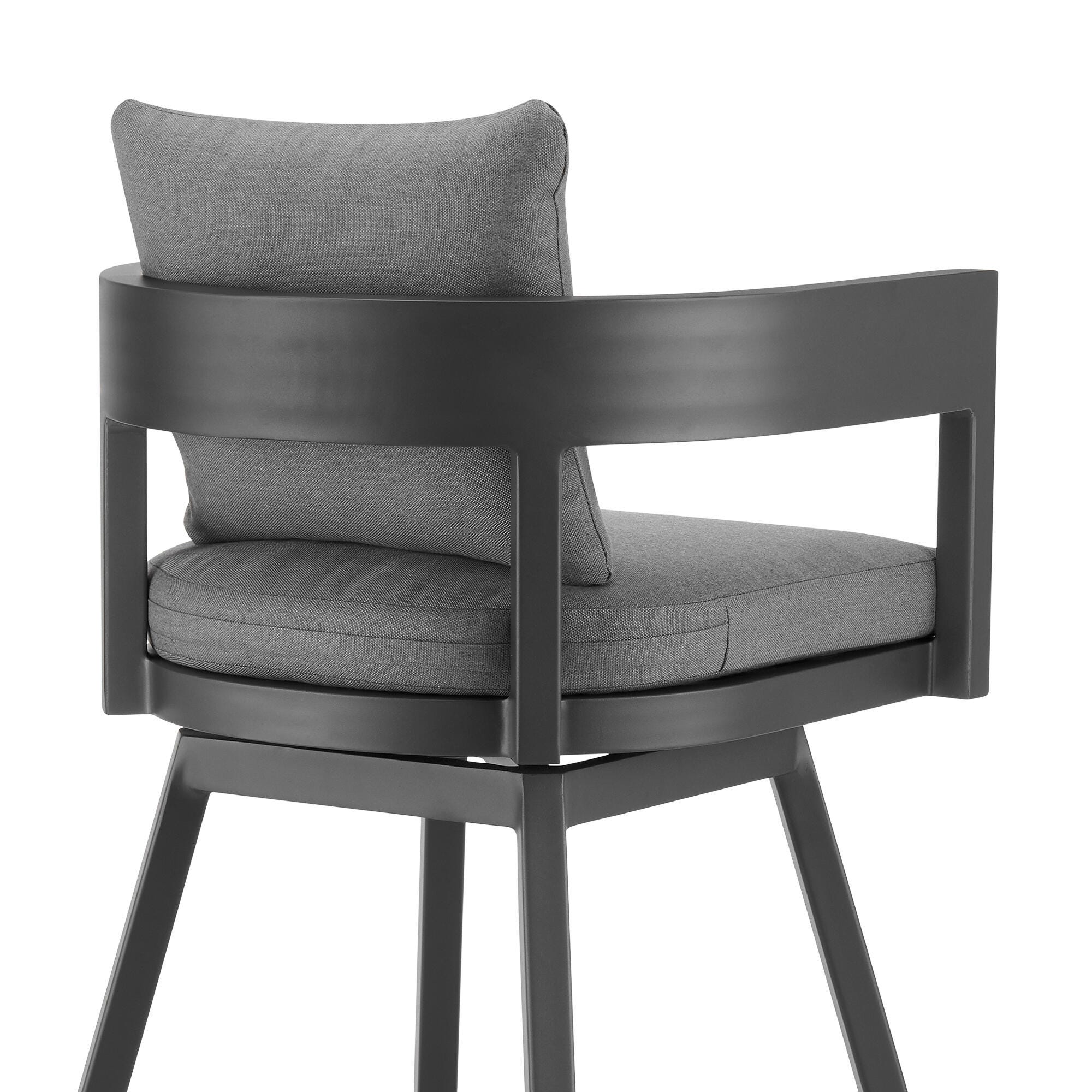 Menorca Outdoor Patio Swivel Counter Stool, Dark Gray, large
