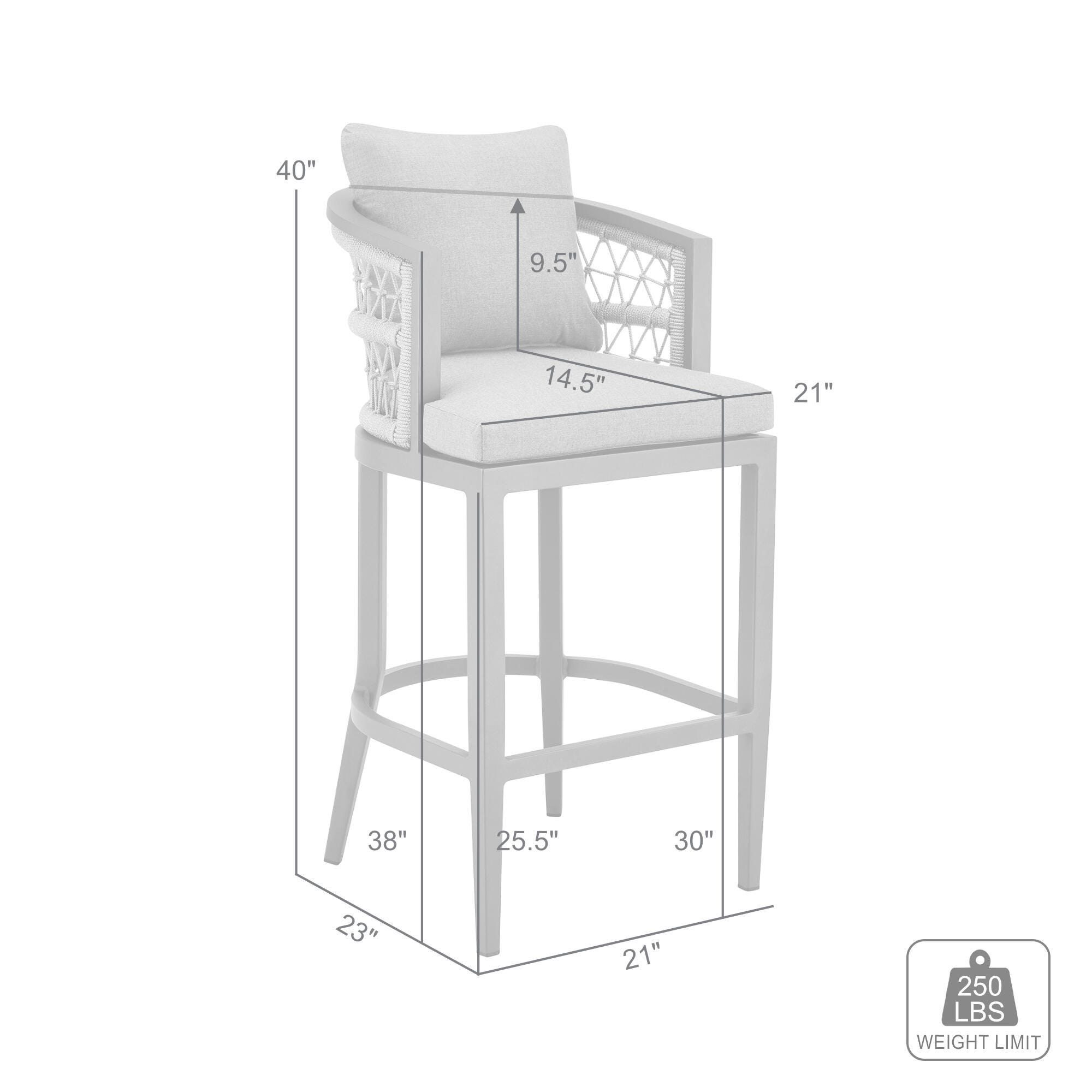 Zella Outdoor Patio Bar Stool, Earl Gray, large