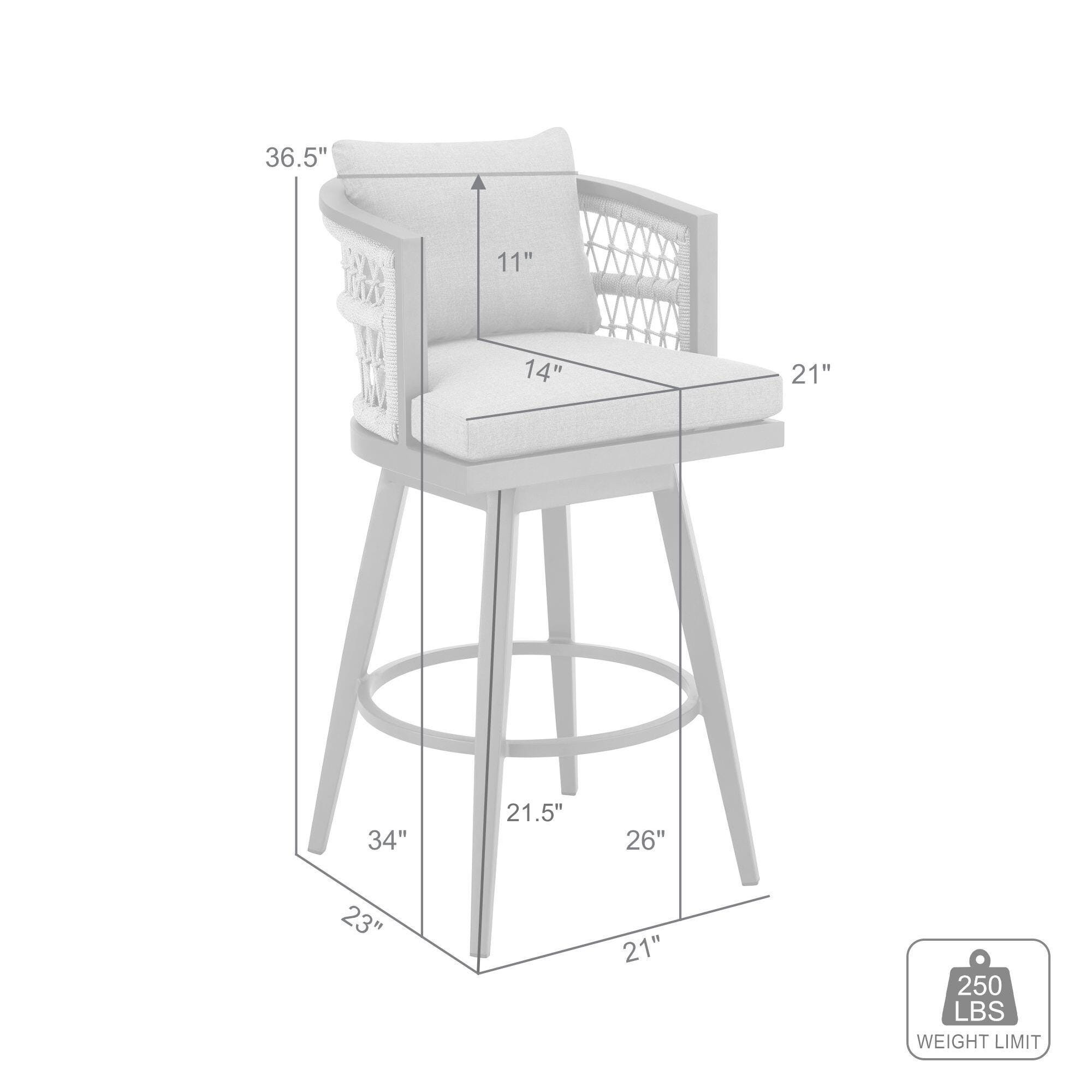 Zella Outdoor Patio Swivel Counter Stool, Earl Gray, large