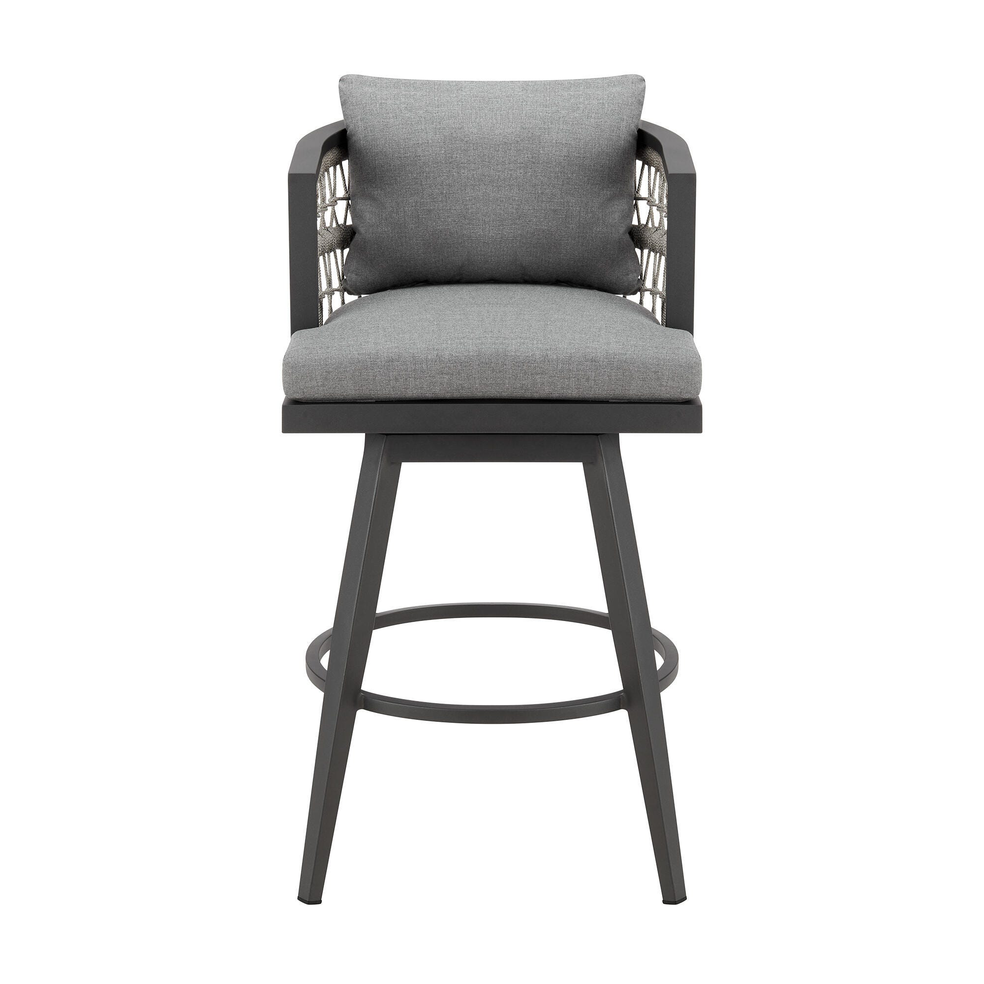 Zella Outdoor Patio Swivel Counter Stool, Earl Gray, large