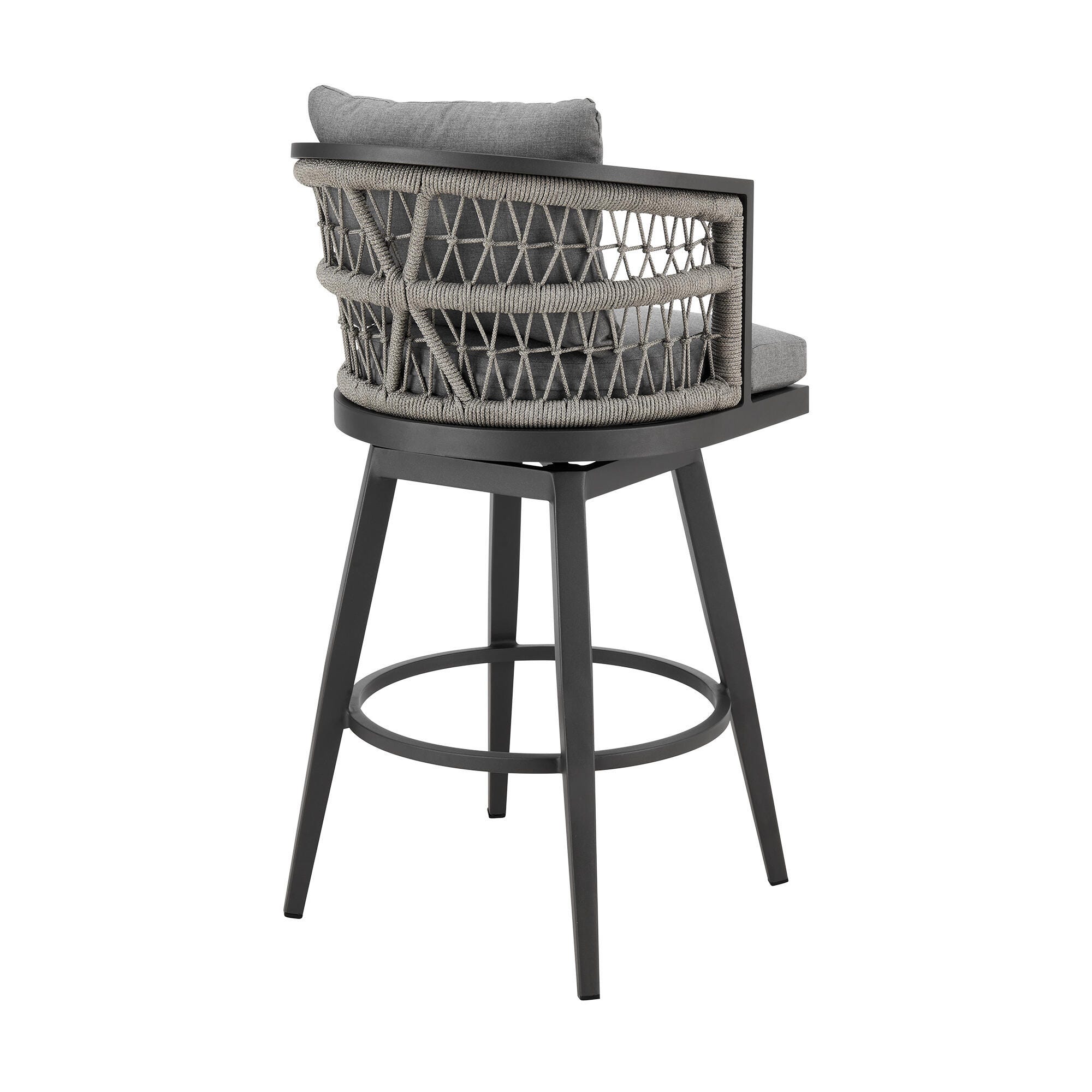Zella Outdoor Patio Swivel Counter Stool, Earl Gray, large