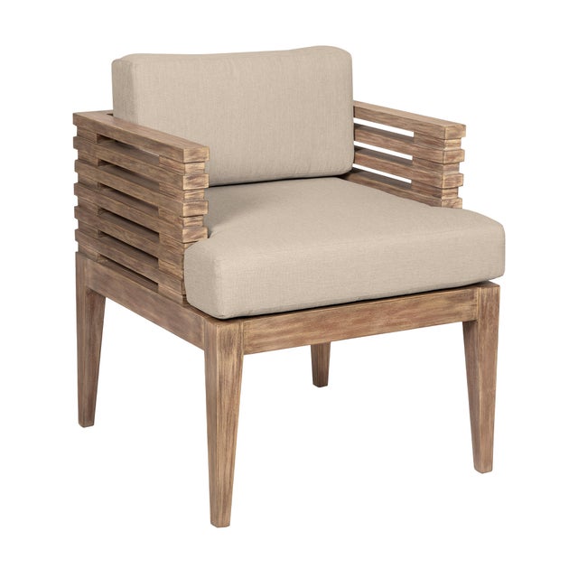 Armen Living Vivid Outdoor Patio Dining Chair, Taupe