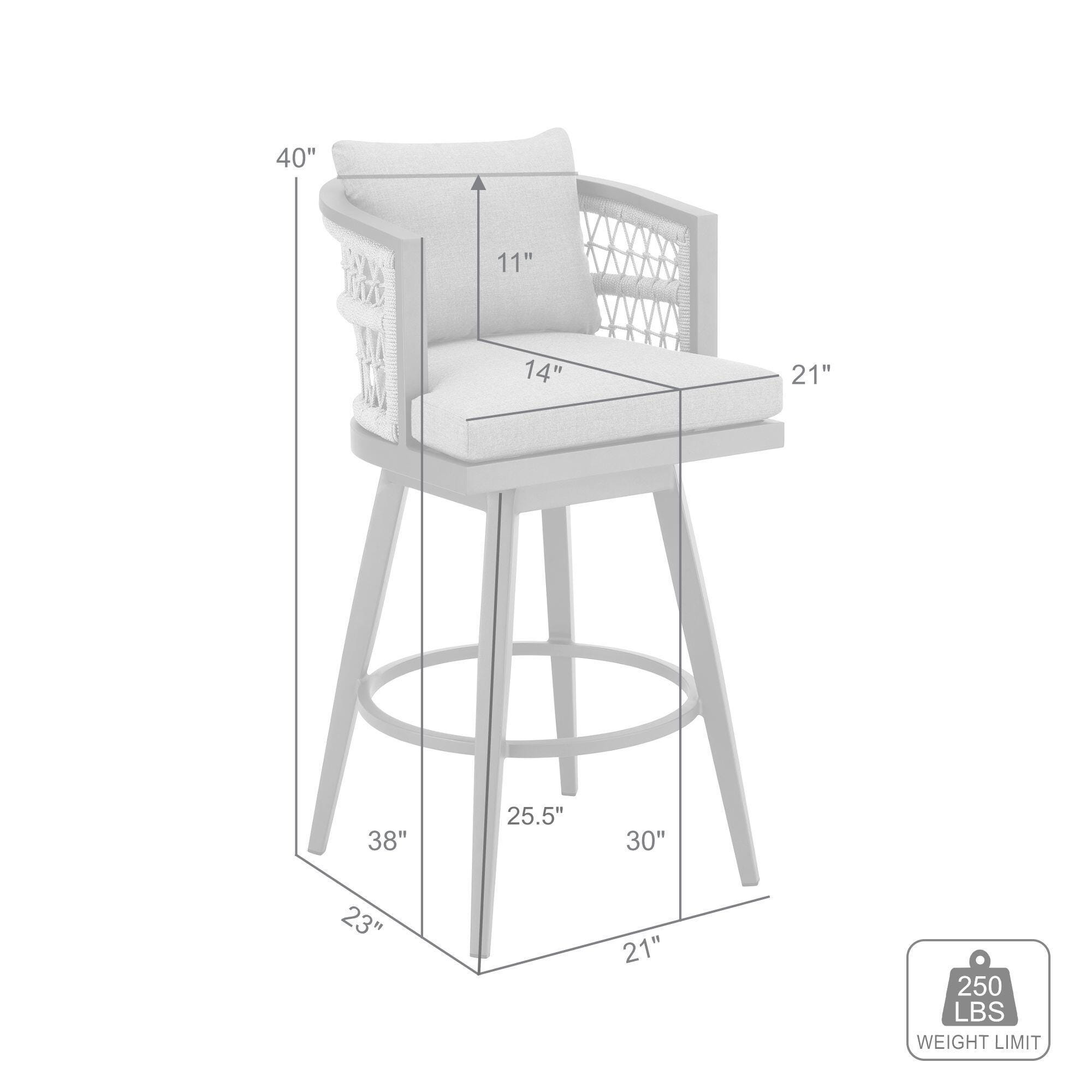 Zella Outdoor Patio Swivel Bar Stool, Earl Gray, large