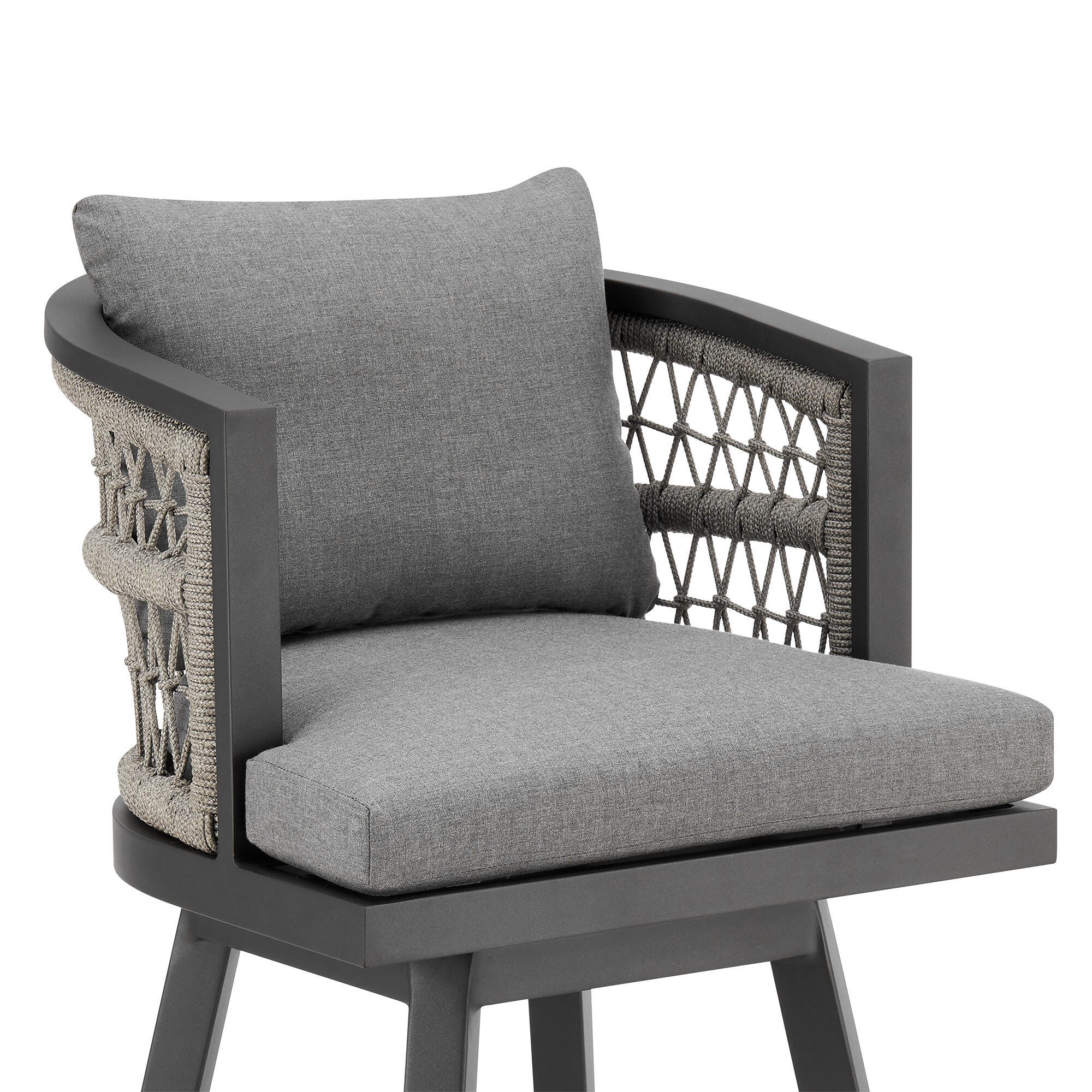 Zella Outdoor Patio Swivel Bar Stool, Earl Gray, large