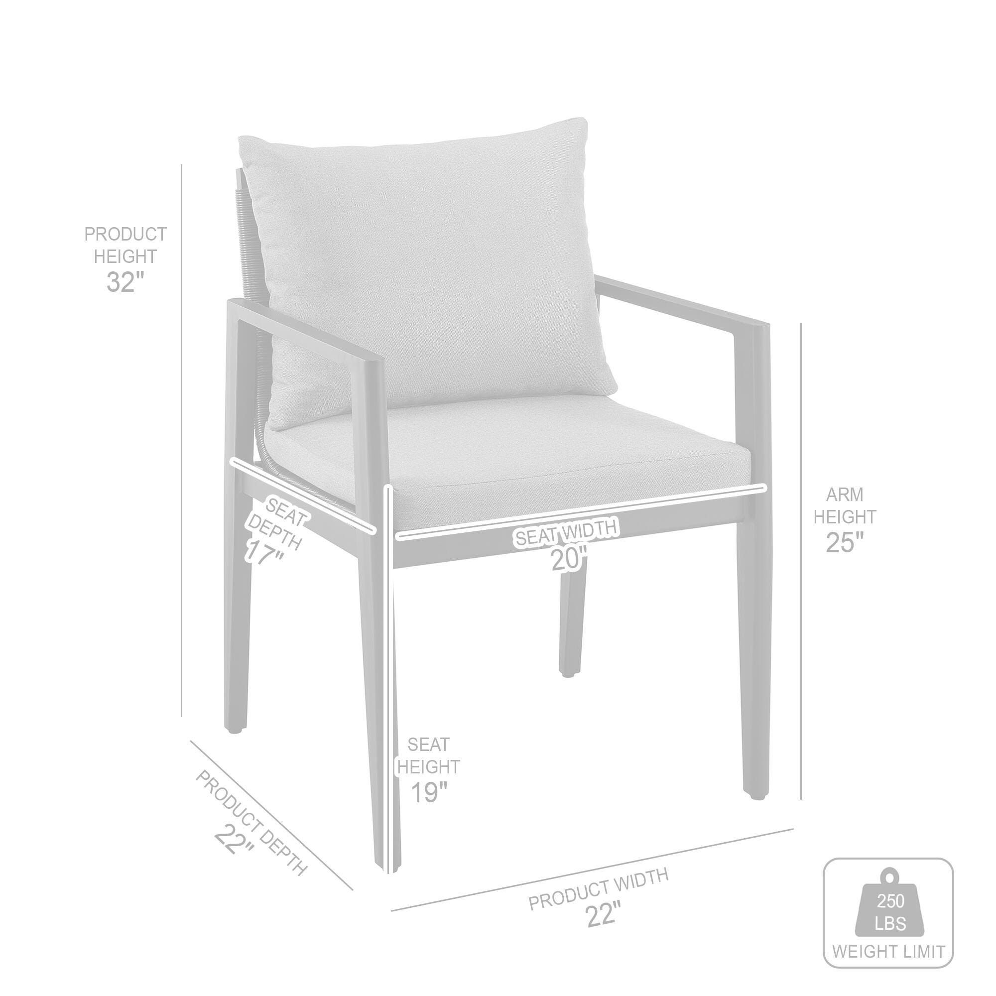Cayman Outdoor Patio Dining Chairs with Arms (Set of 2), , large