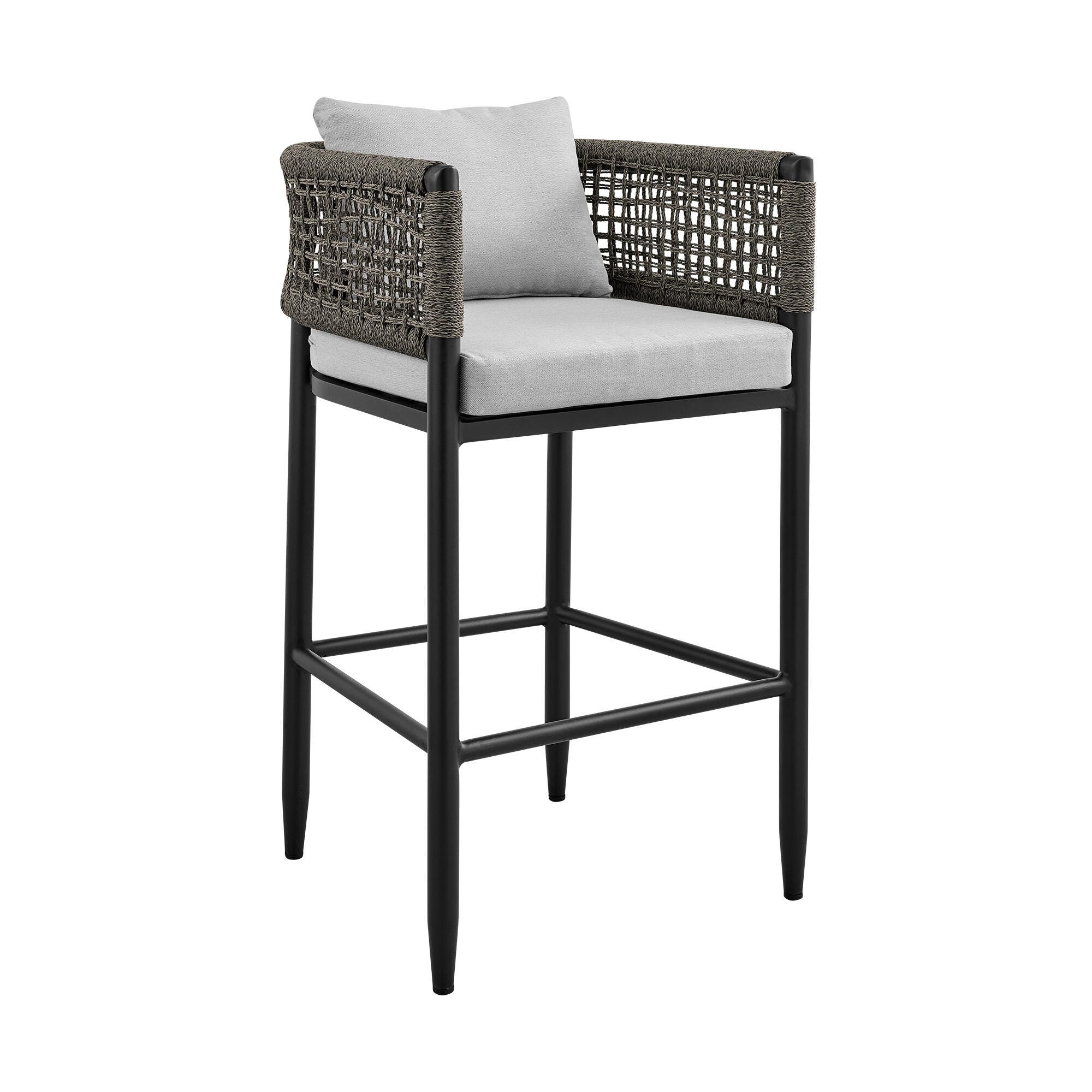 Alegria Outdoor Patio Bar Stool, Light Gray, large