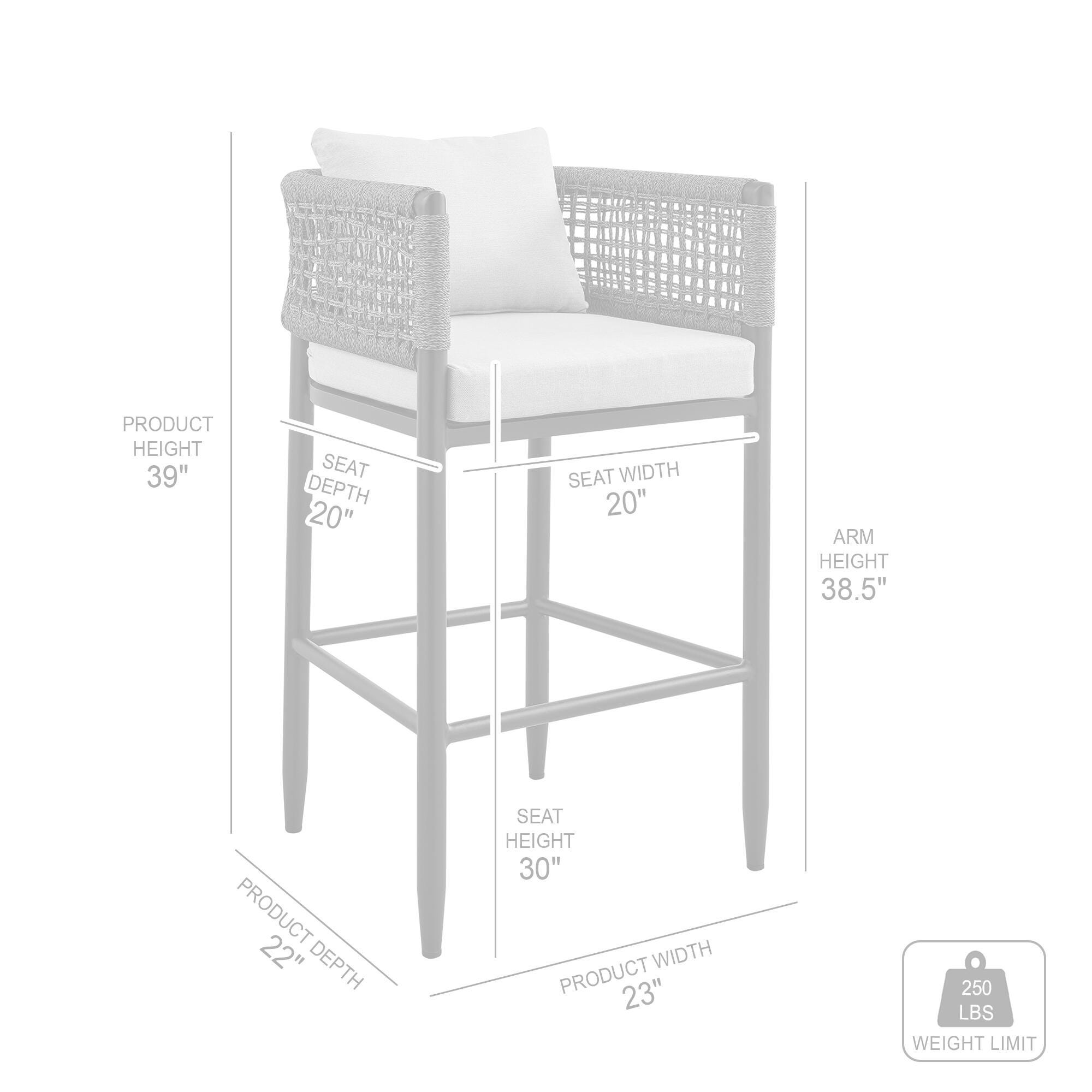 Alegria Outdoor Patio Bar Stool, Light Gray, large