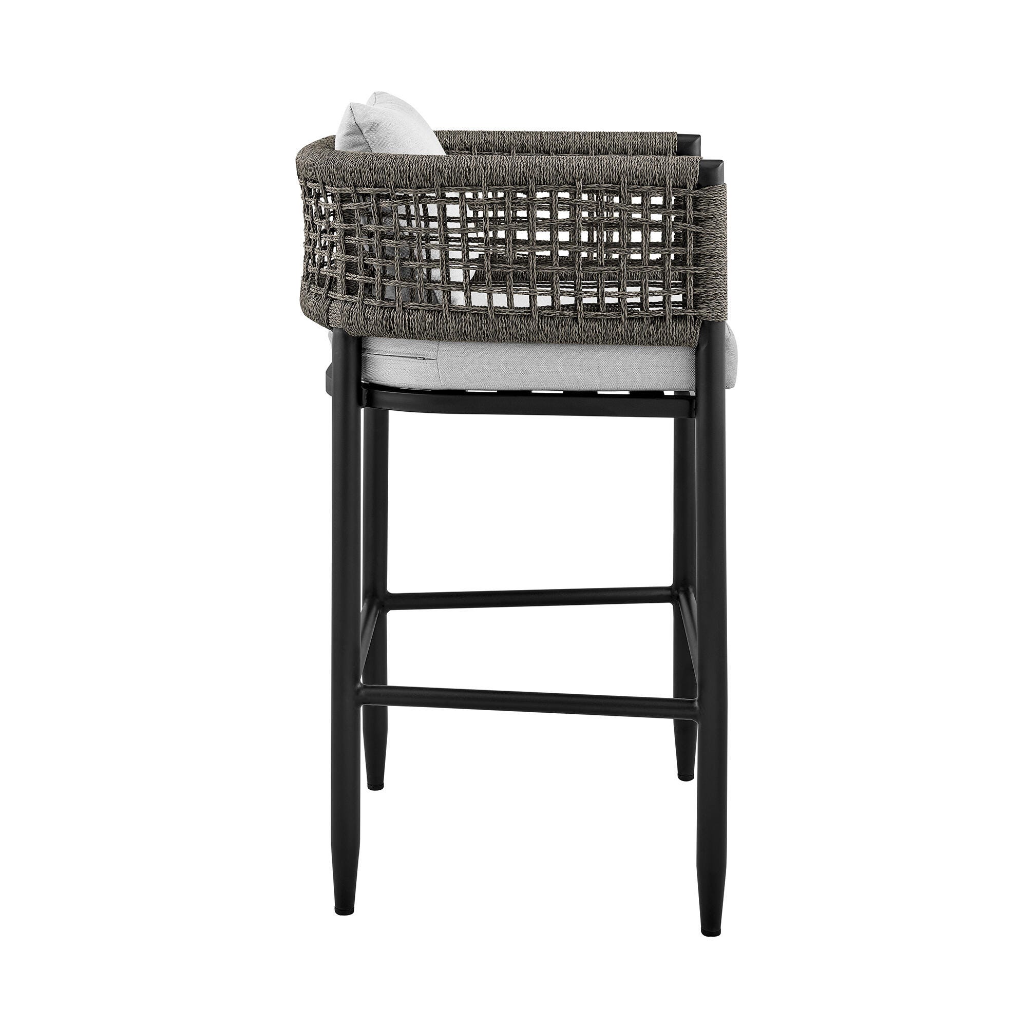 Alegria Outdoor Patio Bar Stool, Light Gray, large