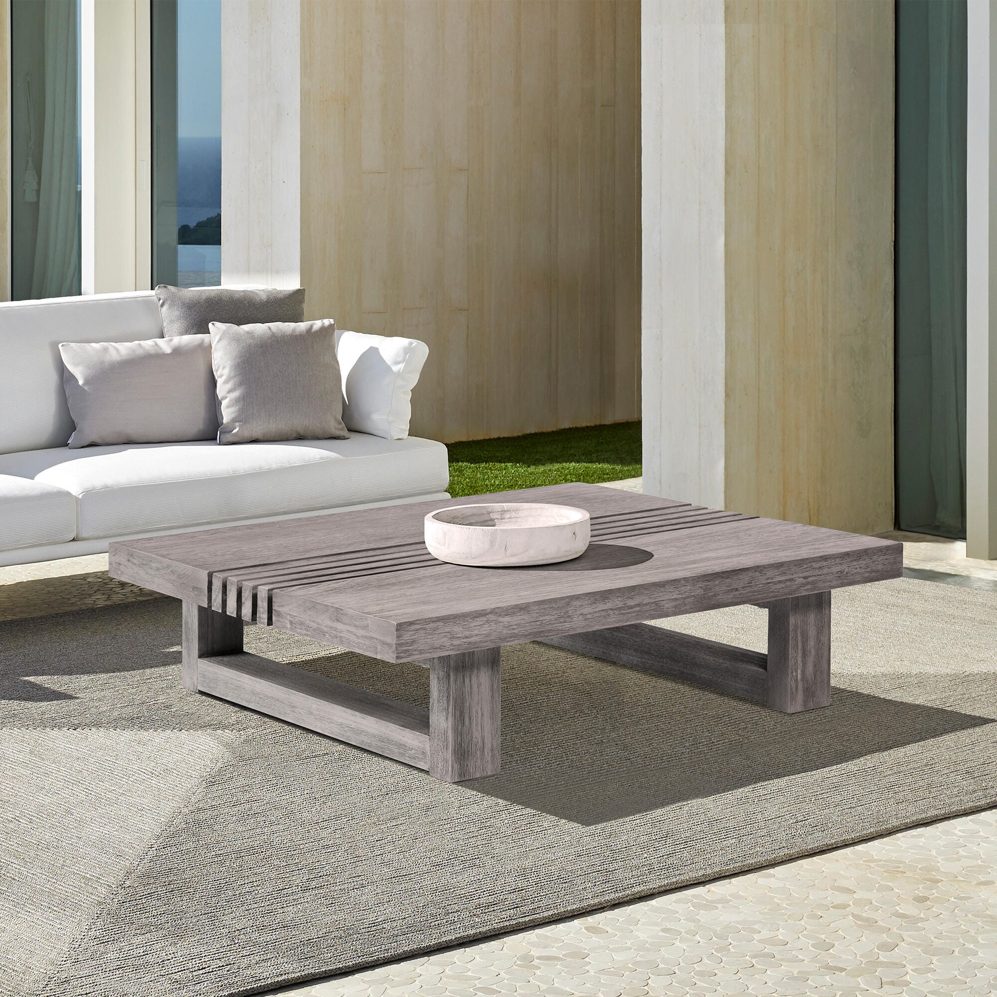 Vivid Outdoor Patio Coffee Table, Gray, rollover